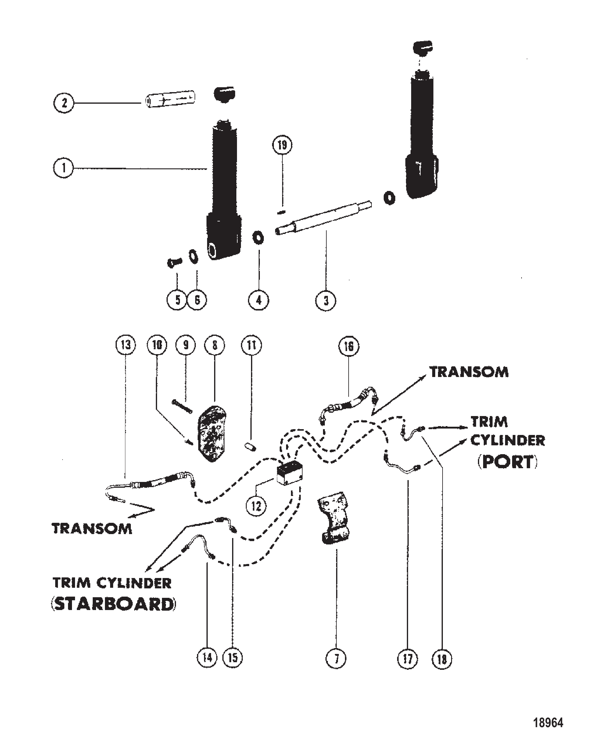 配平油缸(序列号-USA-5464485/AUS-8061769及以下) Trim Cylinder (S/N-USA-5464485/AUS-8061769 & Below)