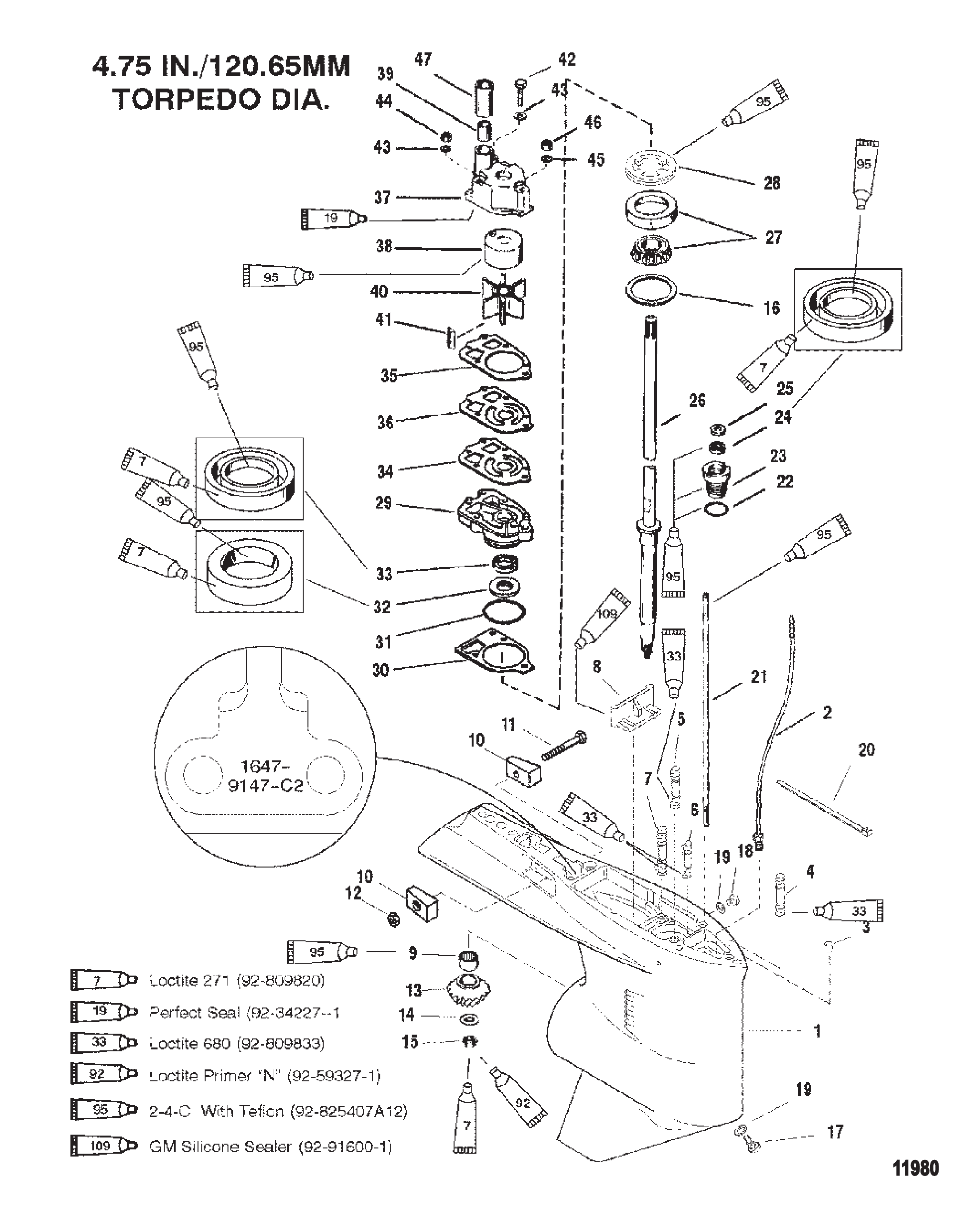 齿轮箱(驱动轴-反向-序列号0G438000及以上) Gear Housing (Driveshaft-Counter-S/N-0G438000 & Up)