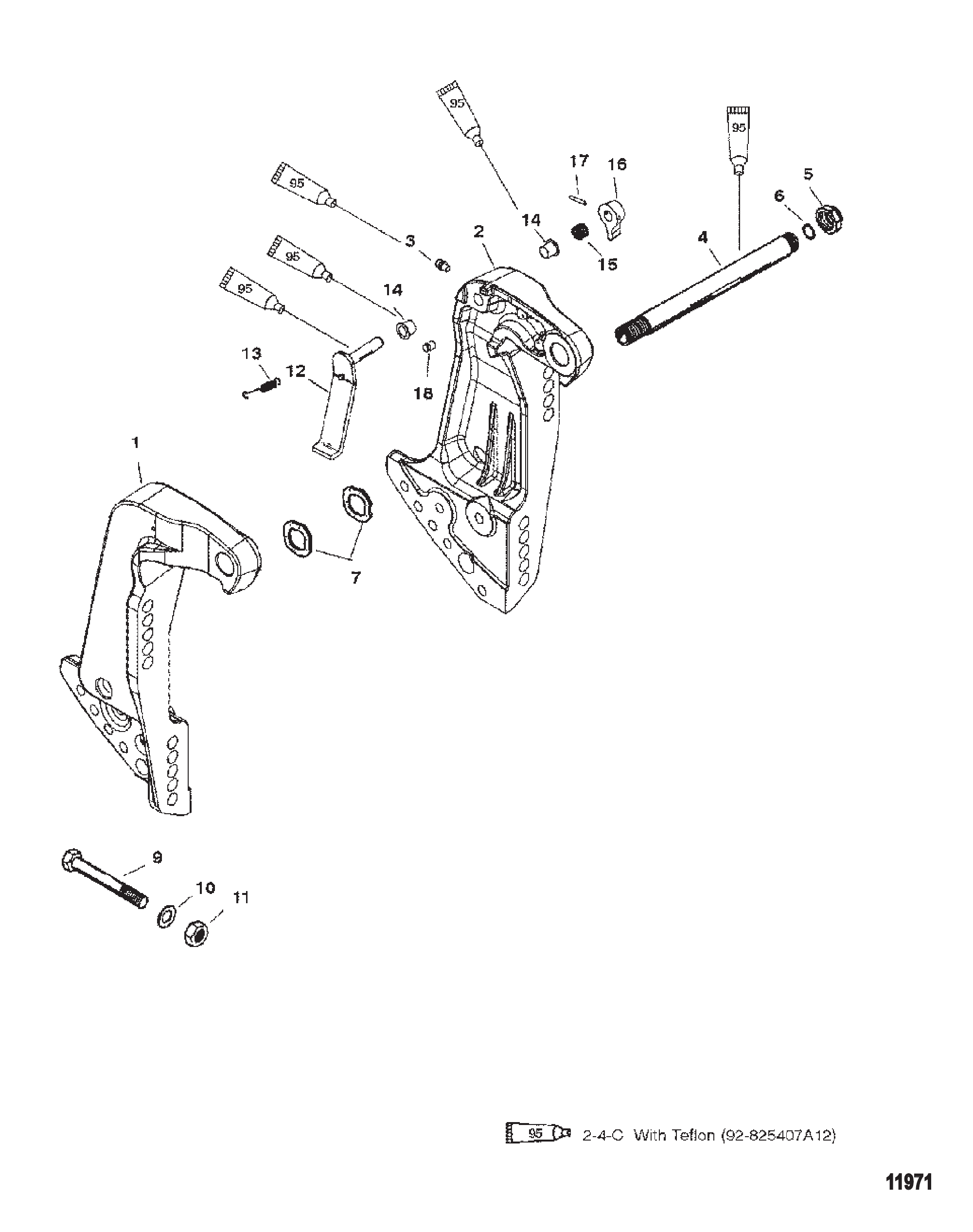 艉板支架(序列号0G590000及以上) Transom Brackets (S/N-0G590000 & Up)