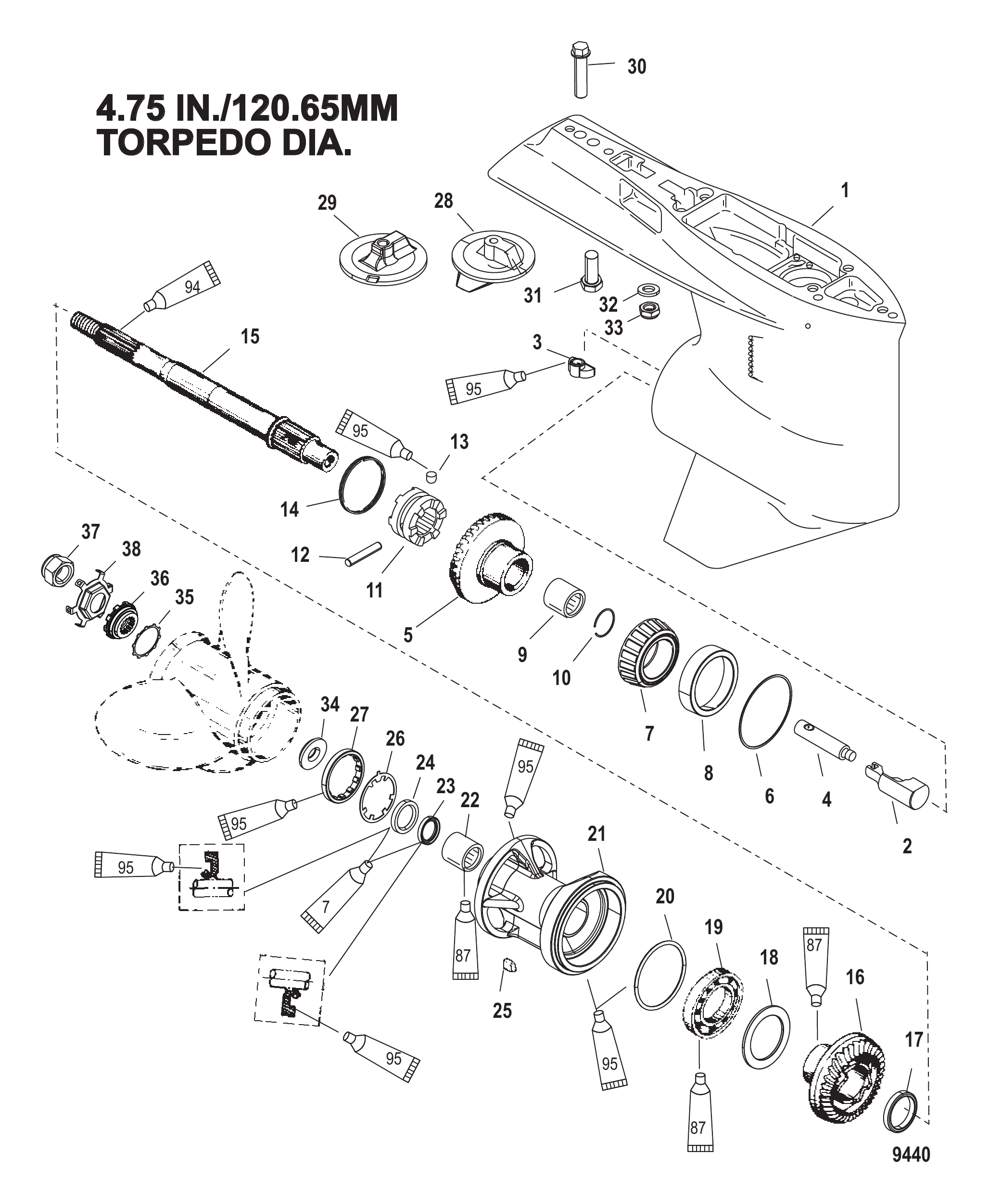 Gear Housing Propeller Shaft - Standard Rotation