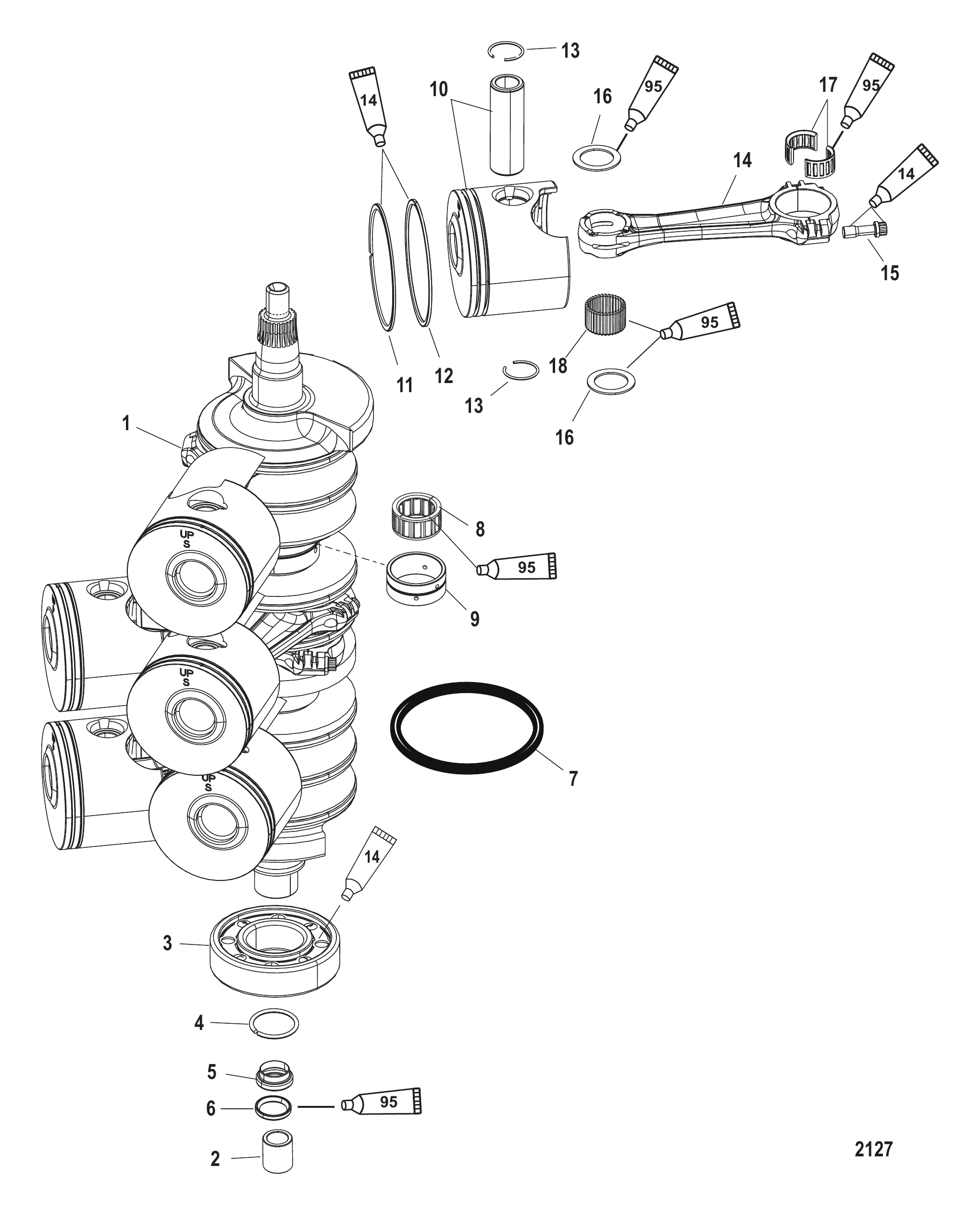 CRANKSHAFT PISTONS AND CONNECTING RODS