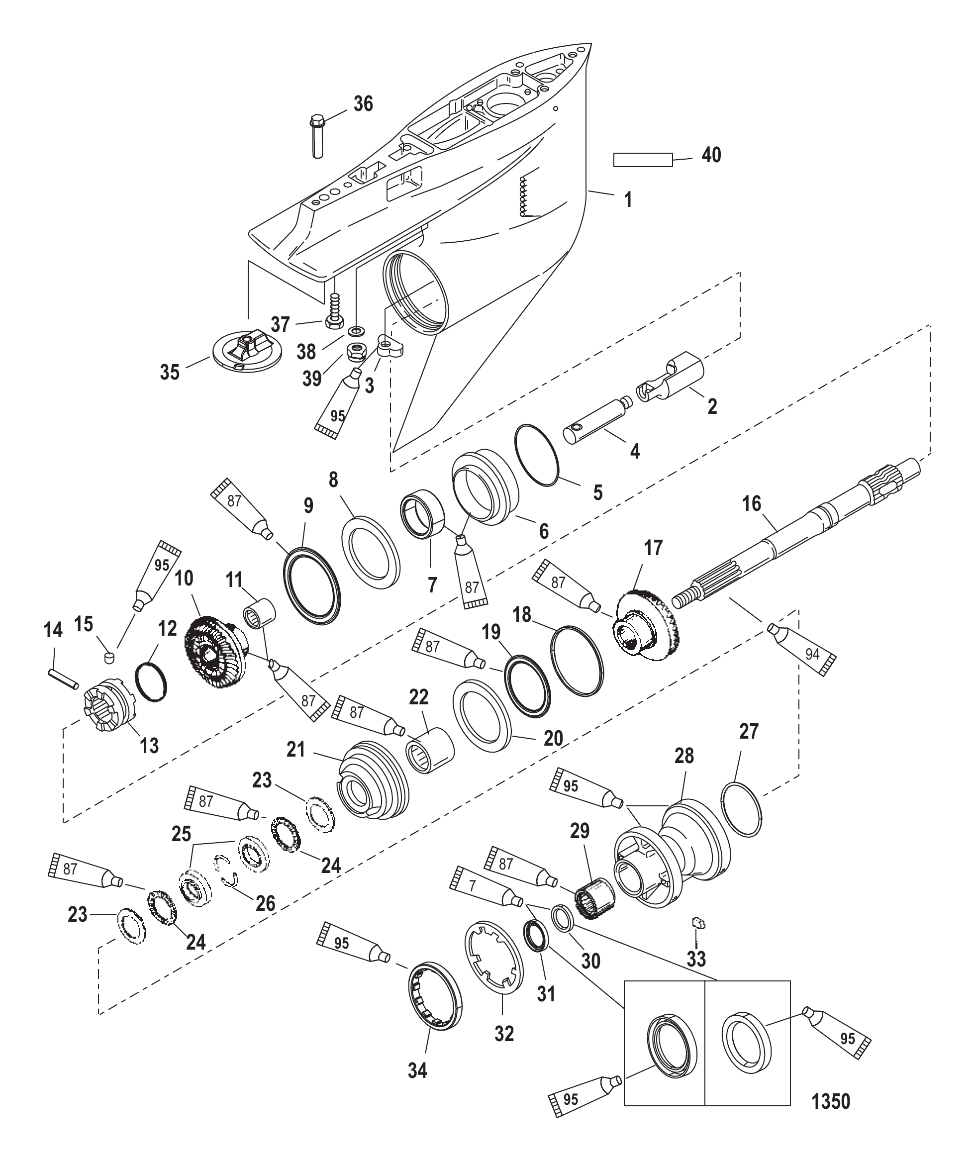 Gear Housing Propeller Shaft - Counter Rotation