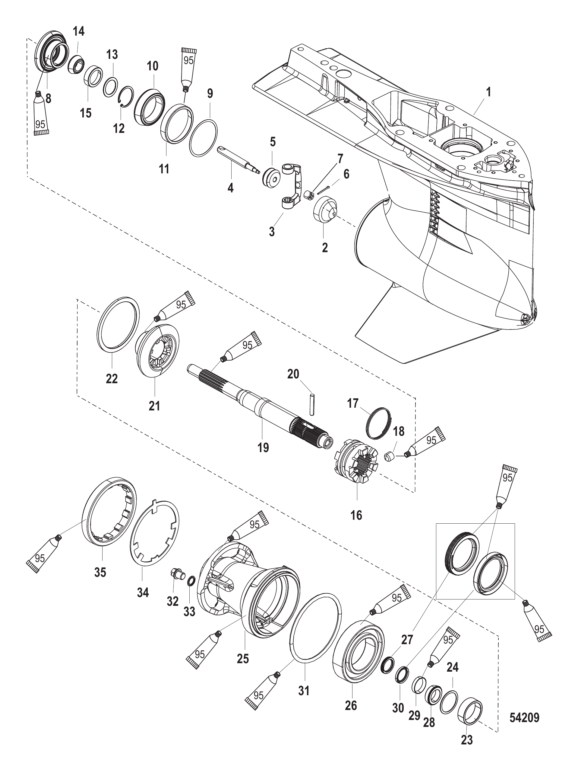 Gear Housing Prop Shaft - Std Rotation 2B014226 & up