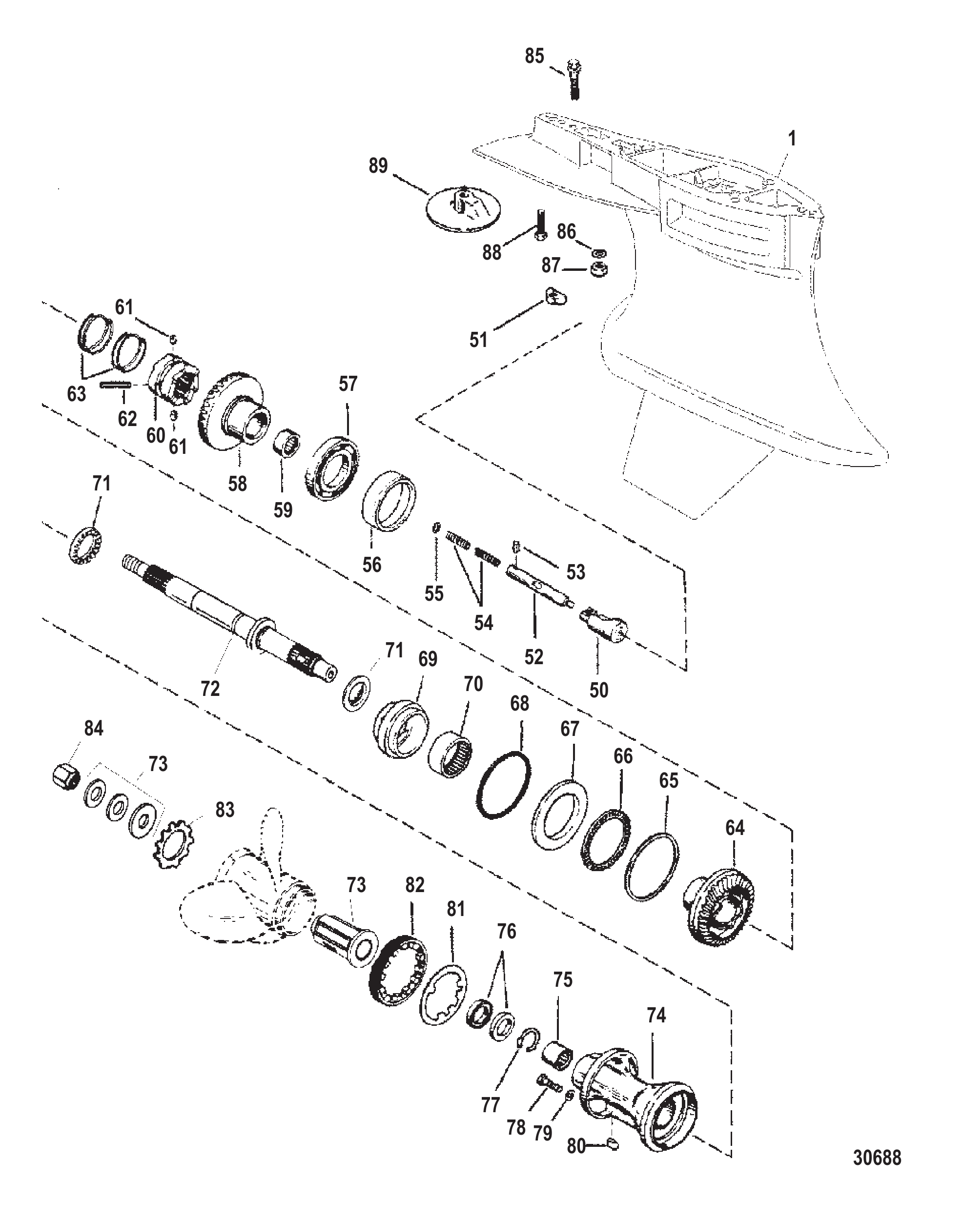 齿轮箱(螺旋桨轴)(反向旋转)(Sportmaster型) GEAR HOUSING (PROP SHAFT)(COUNTER ROTATION)(SPORTMASTER)