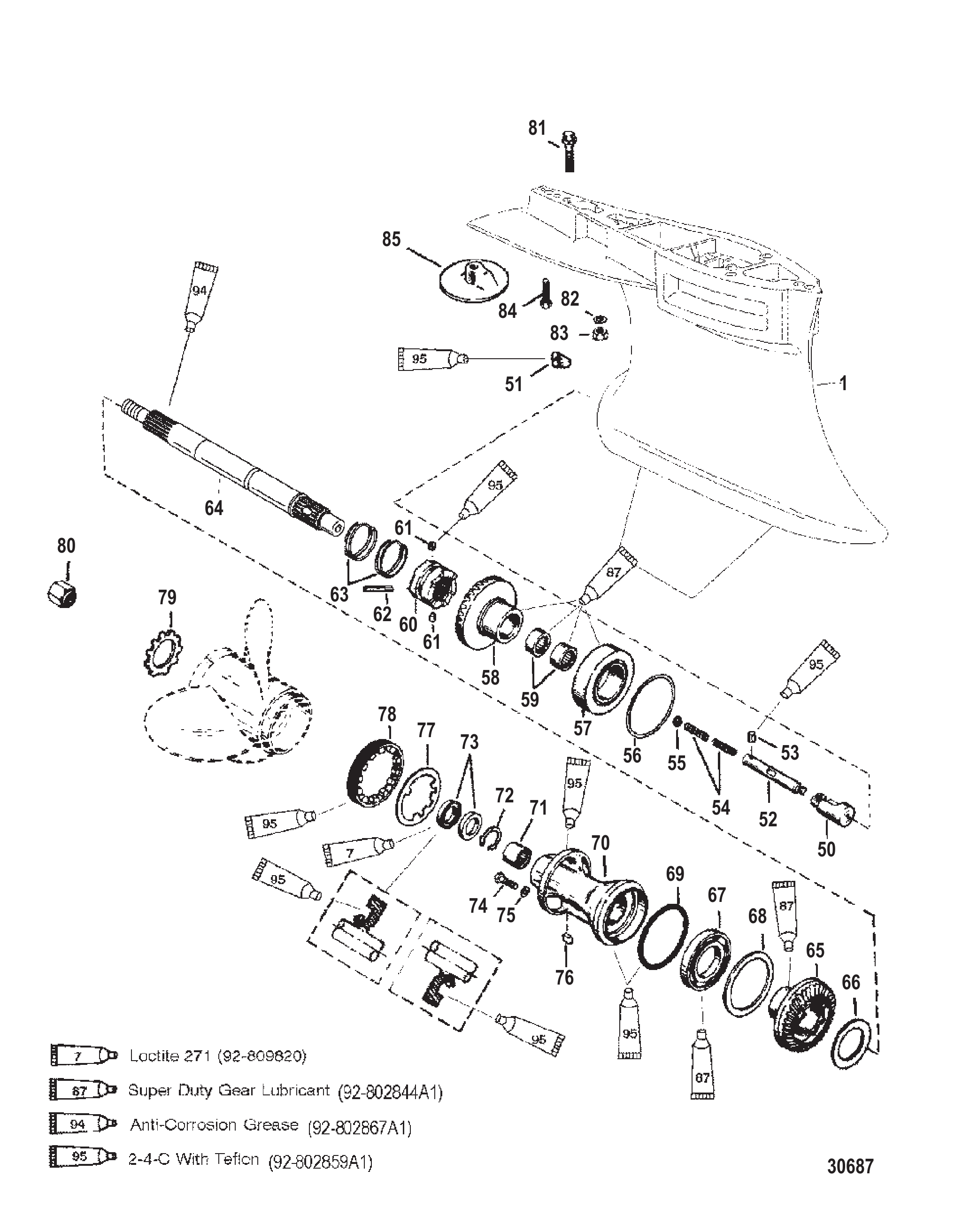 齿轮箱(螺旋桨轴)(标准旋转)(Sportmaster型) GEAR HOUSING (PROP SHAFT)(STANDARD ROTATION)(SPORTMASTER)
