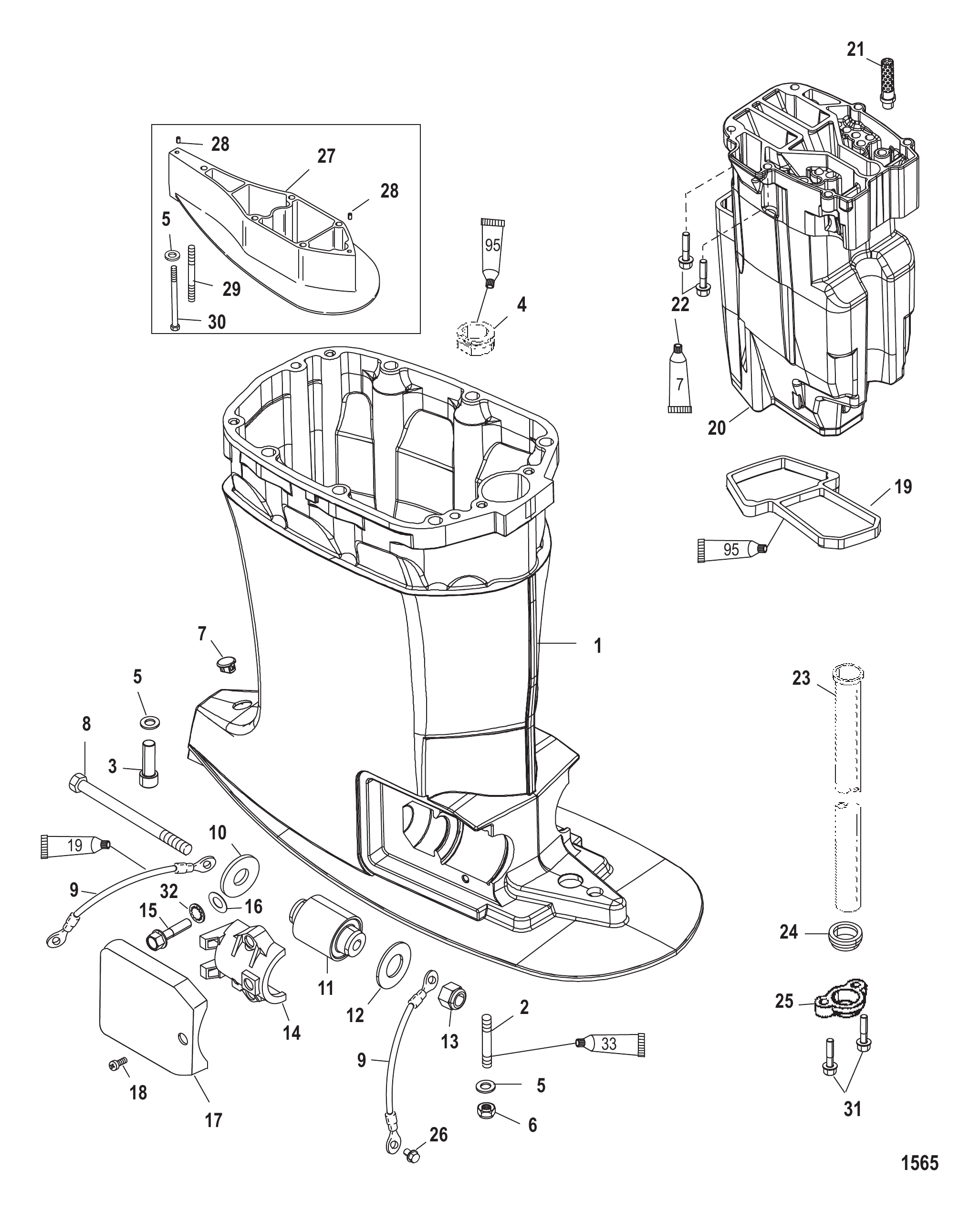 Drive Shaft Housing & Exhaust Tube