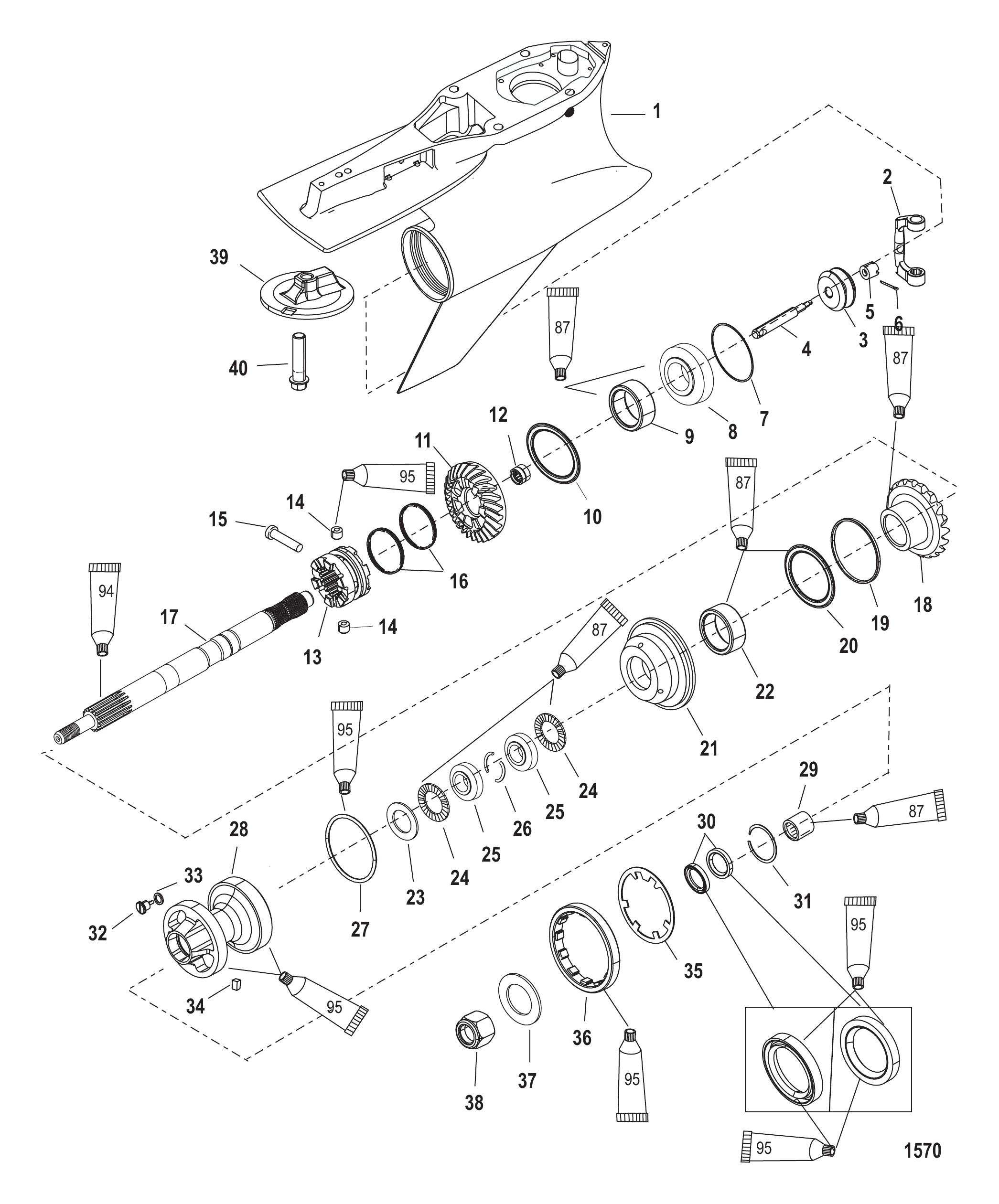 齿轮箱螺旋桨轴-反向-Sportmaster型 Gear Housing Propeller Shaft-Counter-Sportmaster
