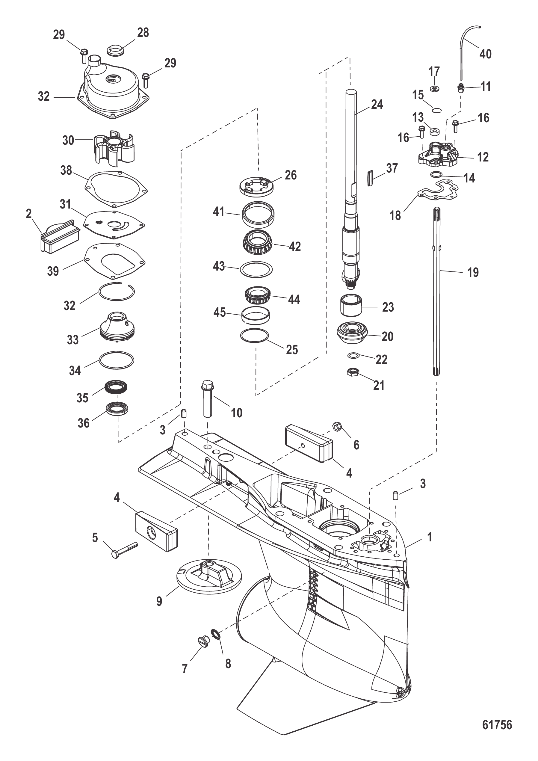 Gear Housing Driveshaft - FleetMaster Serial Number - 1E053149 and Up