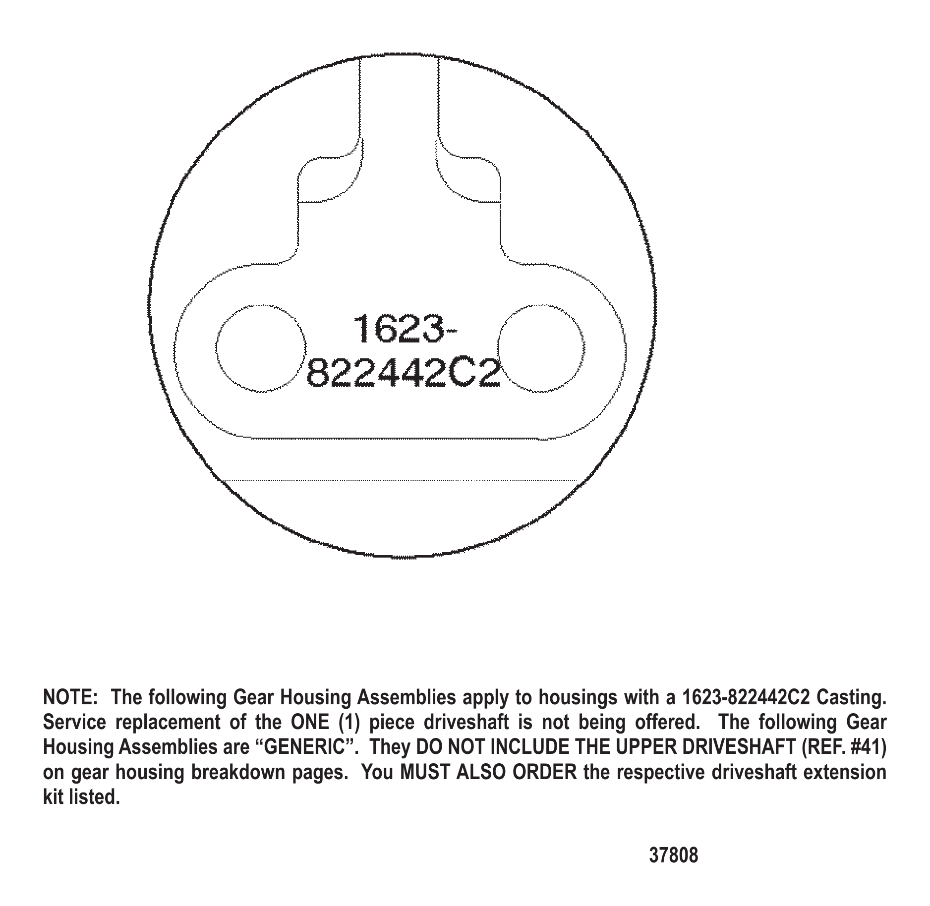GEAR HOUSING CHART (S/N-0G437999 AND BELOW)