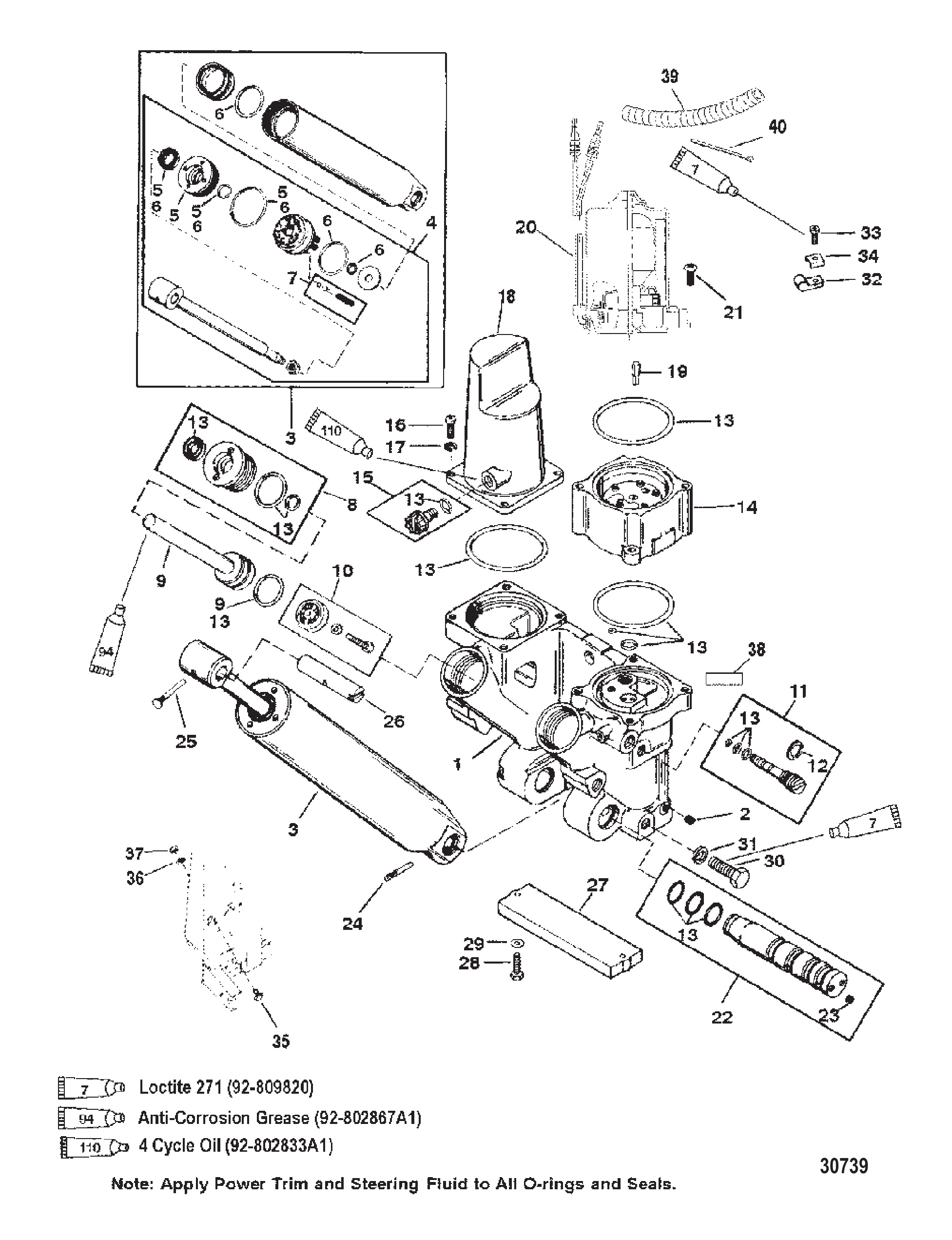 POWER TRIM COMPONENTS (REMOVEABLE PUMP HOUSING) Metal Motor Housing