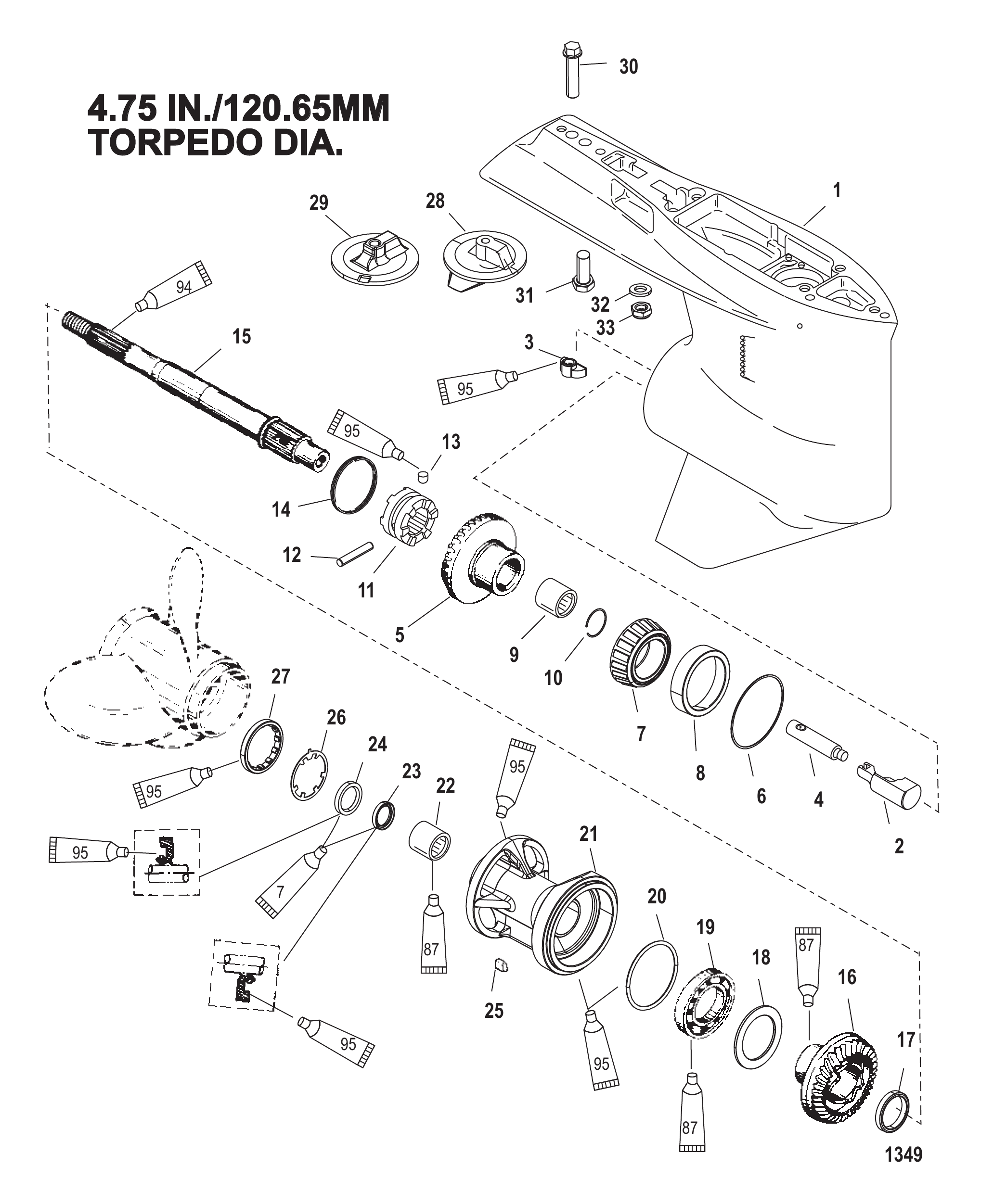 Gear Housing Propeller Shaft - Standard Rotation