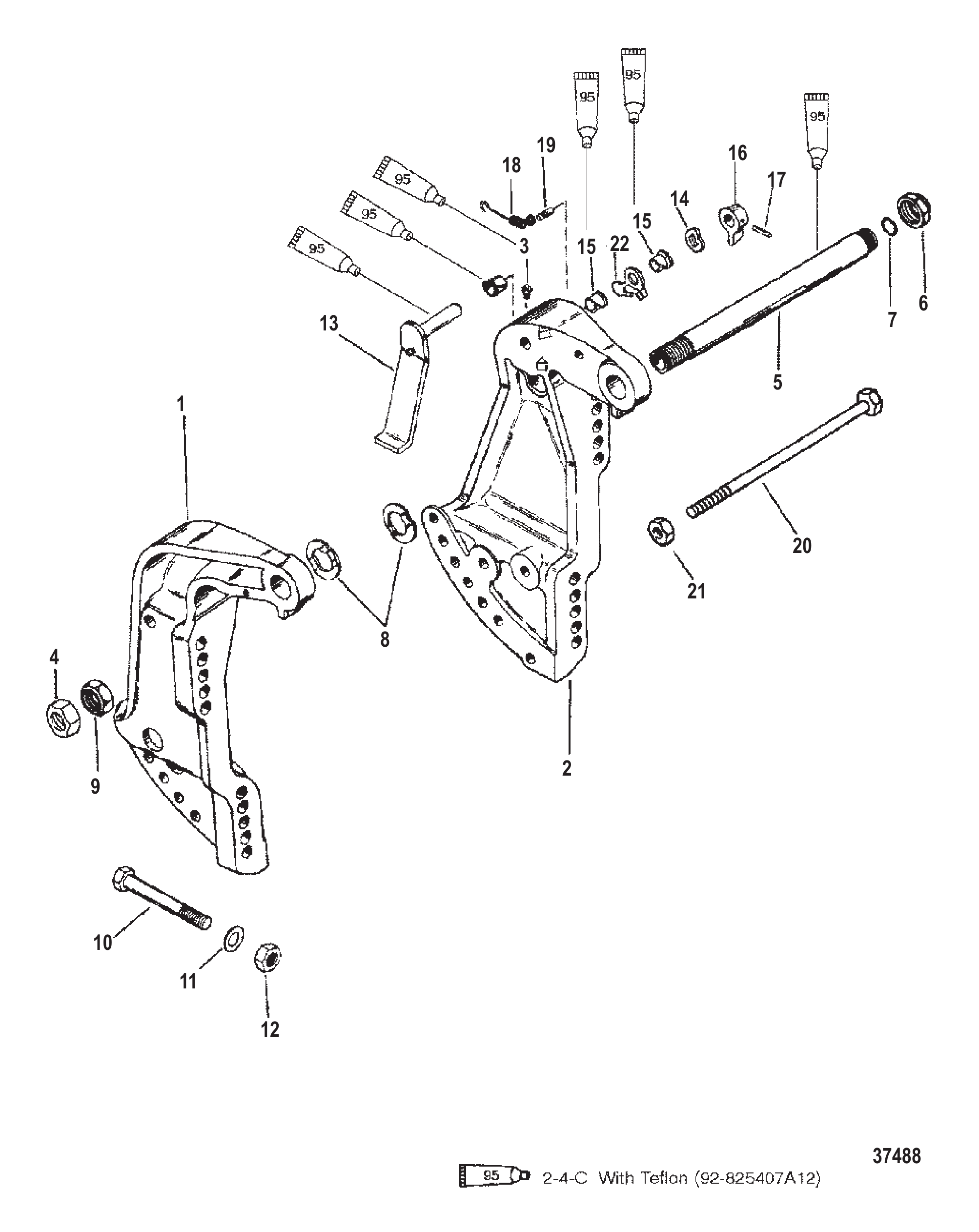 艉板支架(序列号0G589999及以下) TRANSOM BRACKETS (S/N-0G589999 & BELOW)