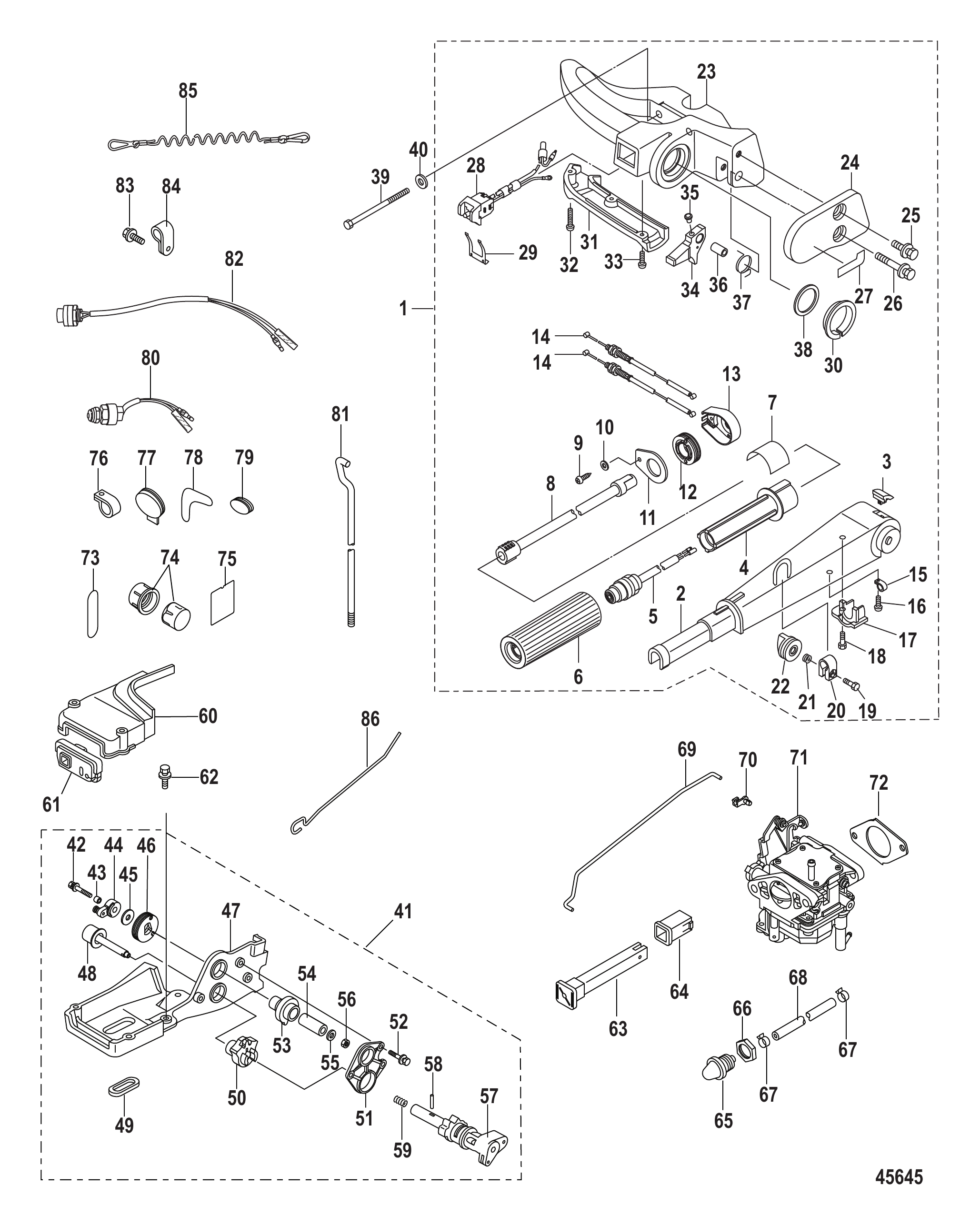 Tiller Handle Conversion Kit 20 Hp Electric - 8M0051060