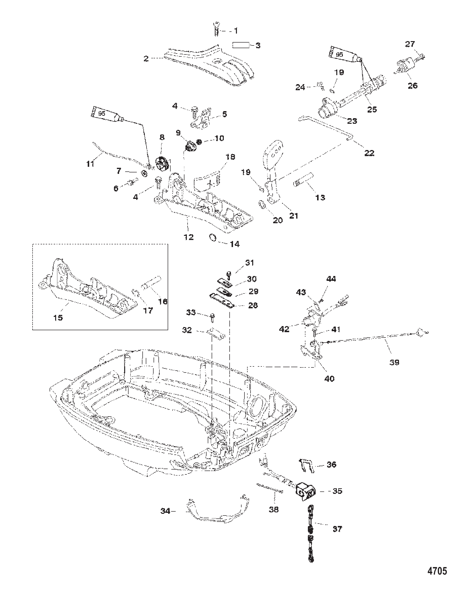 油门/换挡联动装置(手柄型号) Throttle/Shift Linkage (Handle Models)
