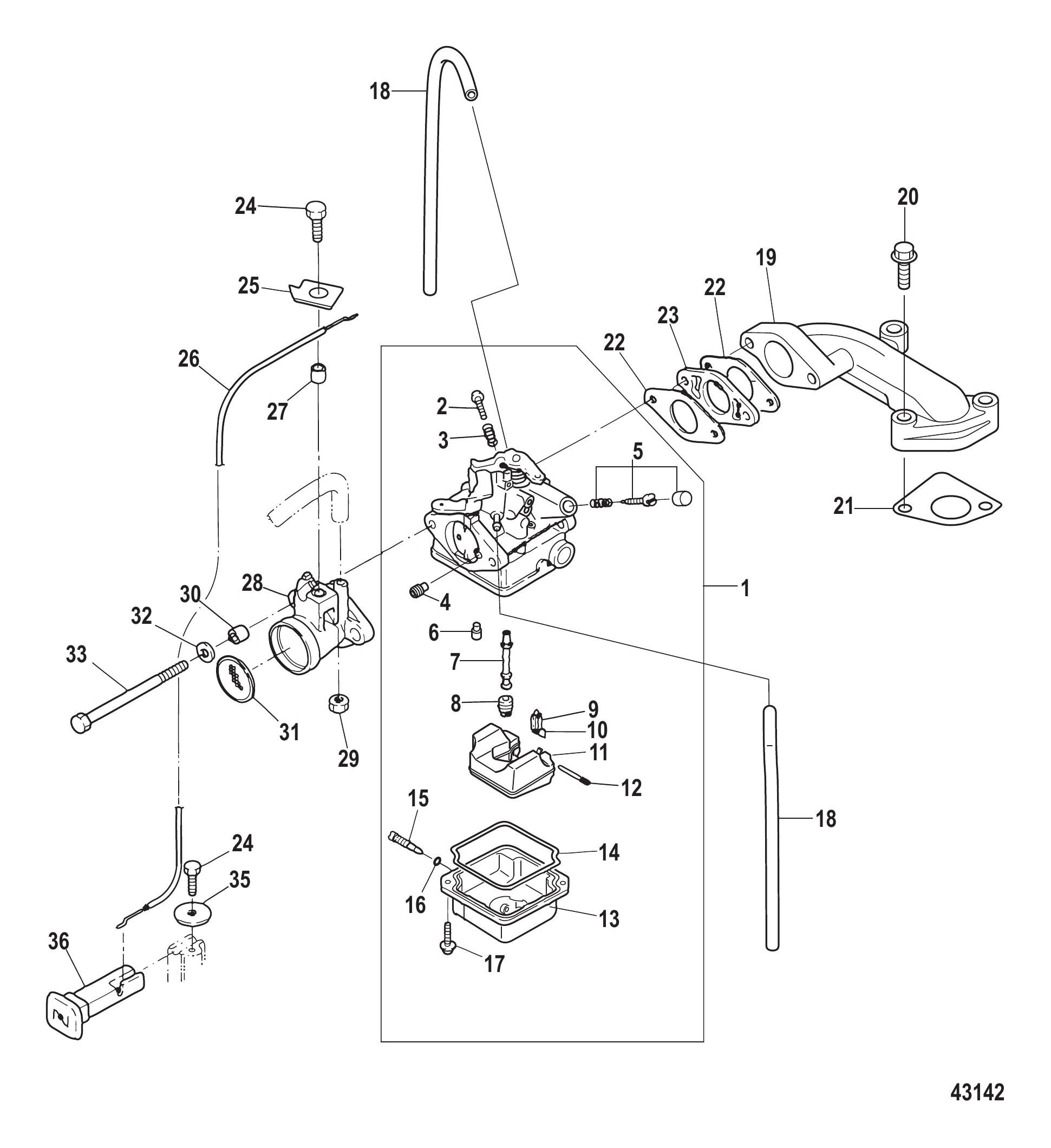 化油器非EPA型号(序列号0R448033及以上) Carburetor Non-EPA Models-Serial # 0R448033 and Up