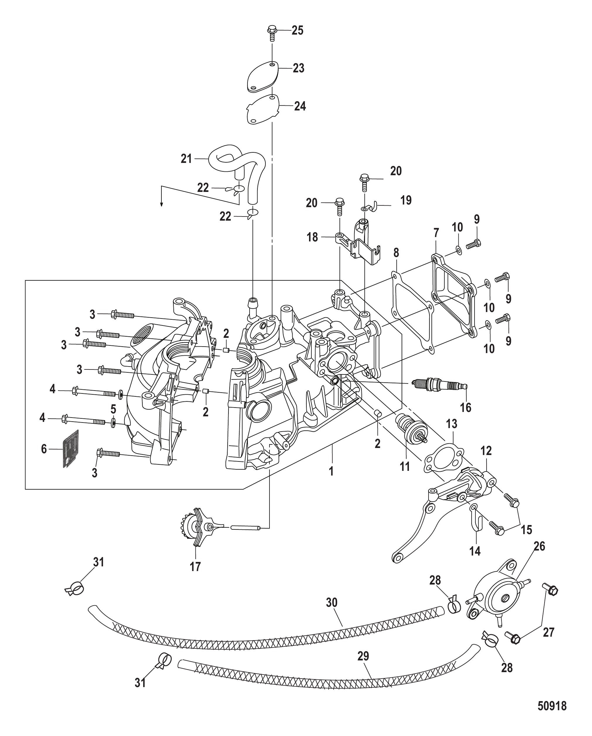 气缸体EPA型号(序列号0R448033及以上) Cylinder Block EPA Models-Serial # 0R448033 and Up