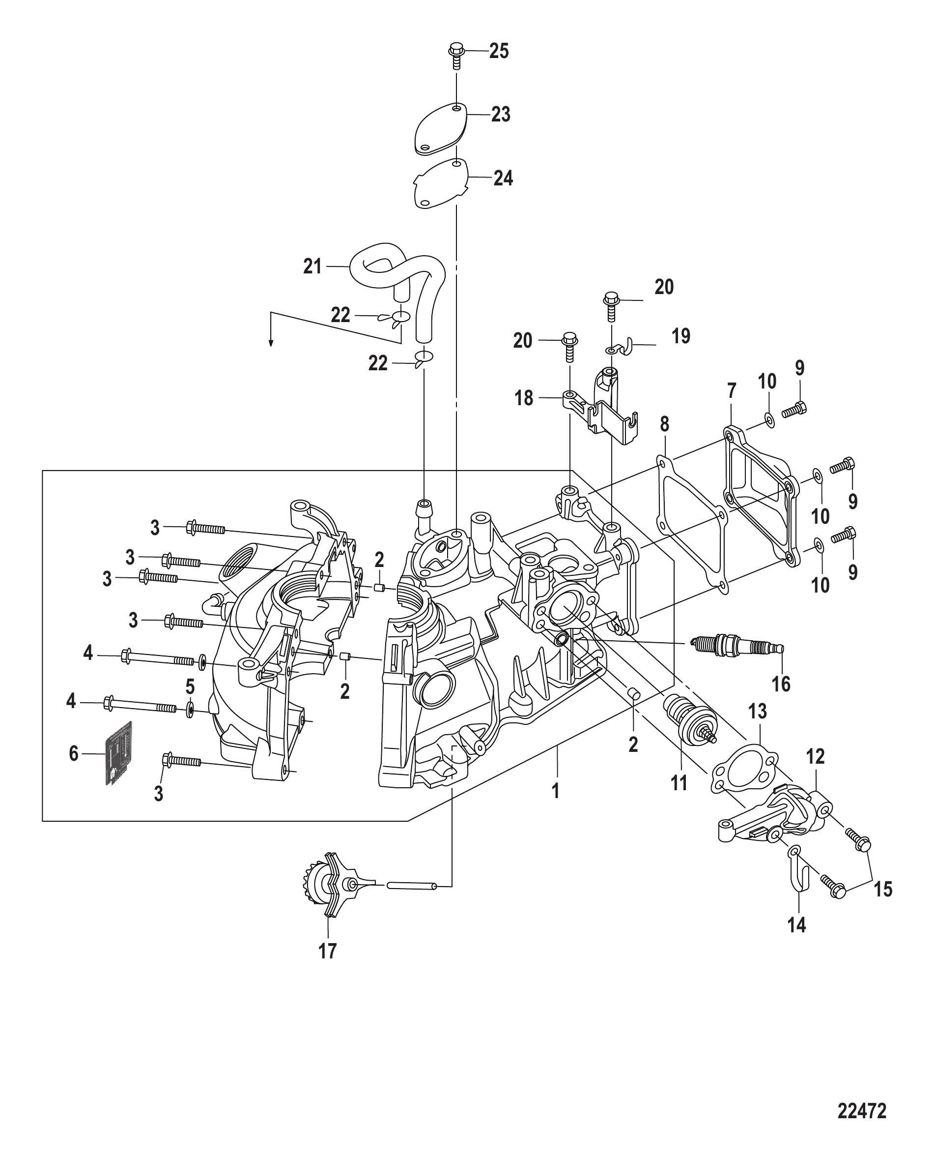 气缸体非EPA型号(序列号0R448033及以上) Cylinder Block Non-EPA Models-Serial # 0R448033 and Up