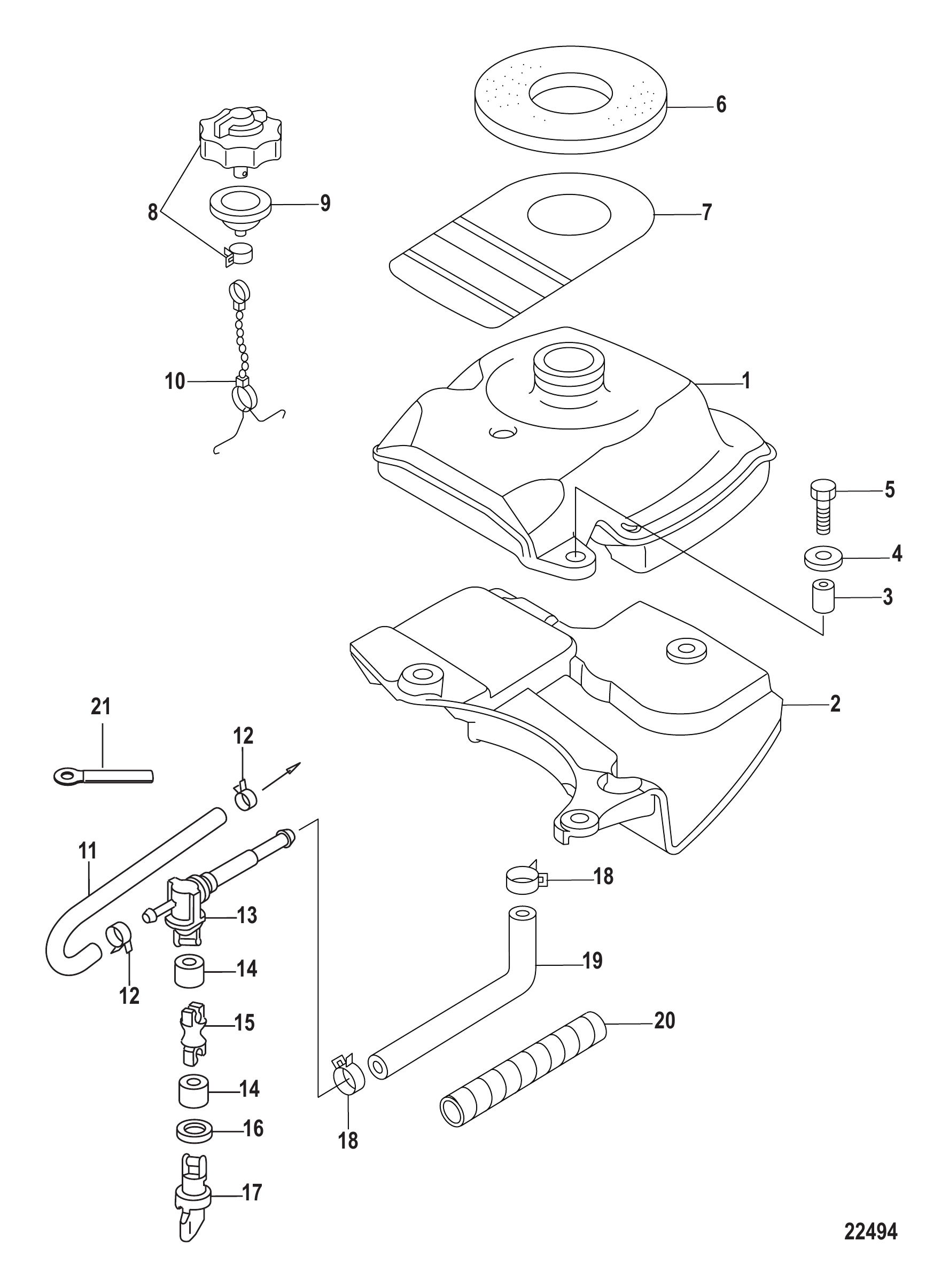 燃油箱全型号(序列号0R318095及以下) Fuel Tank All Models-Serial # 0R318095 and Below