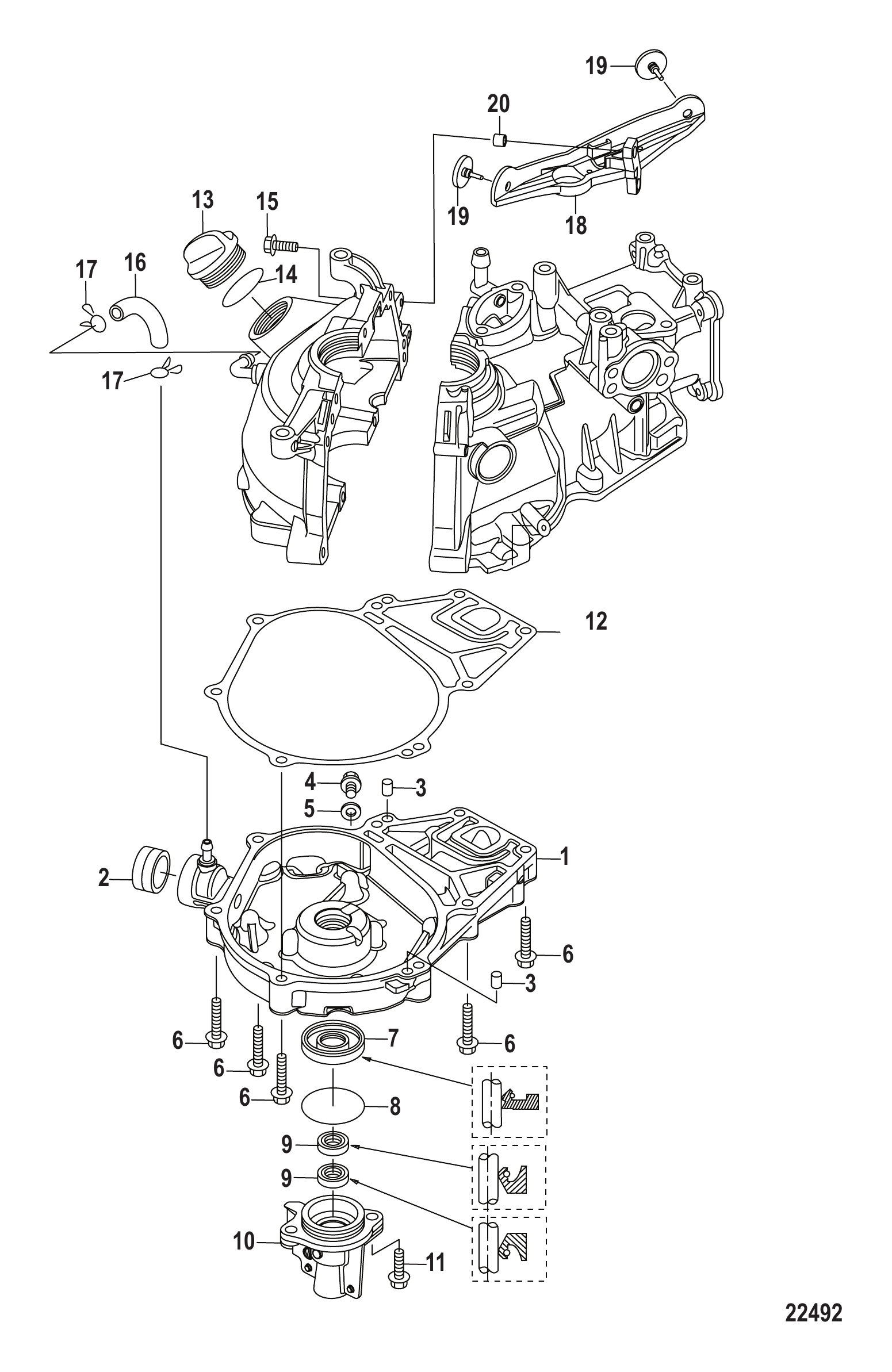 油底壳(序列号0R318095及以下) Oil Pan Serial # 0R318095 and Below