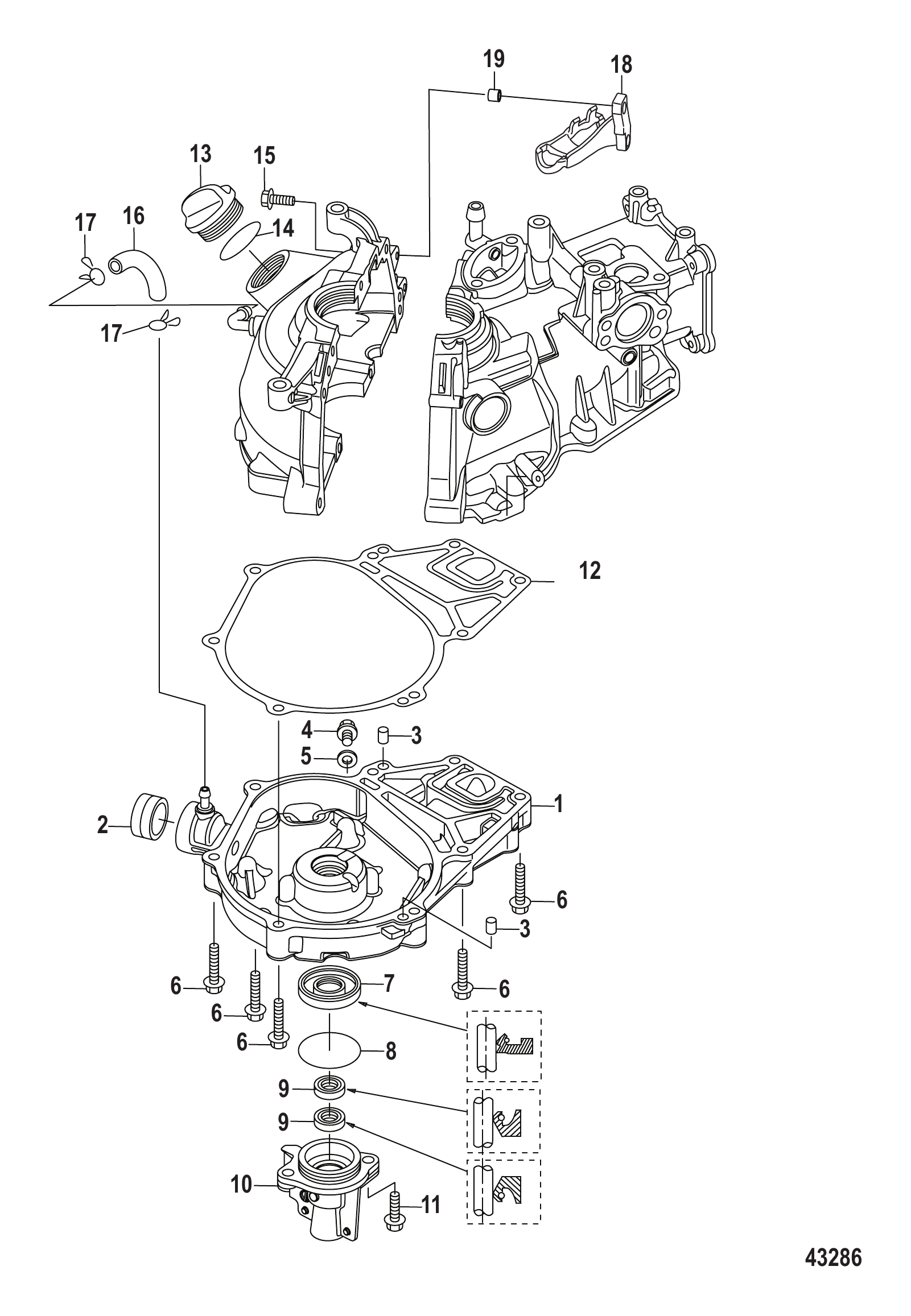 油底壳(序列号0R318096及以上) Oil Pan Serial # 0R318096 and Up