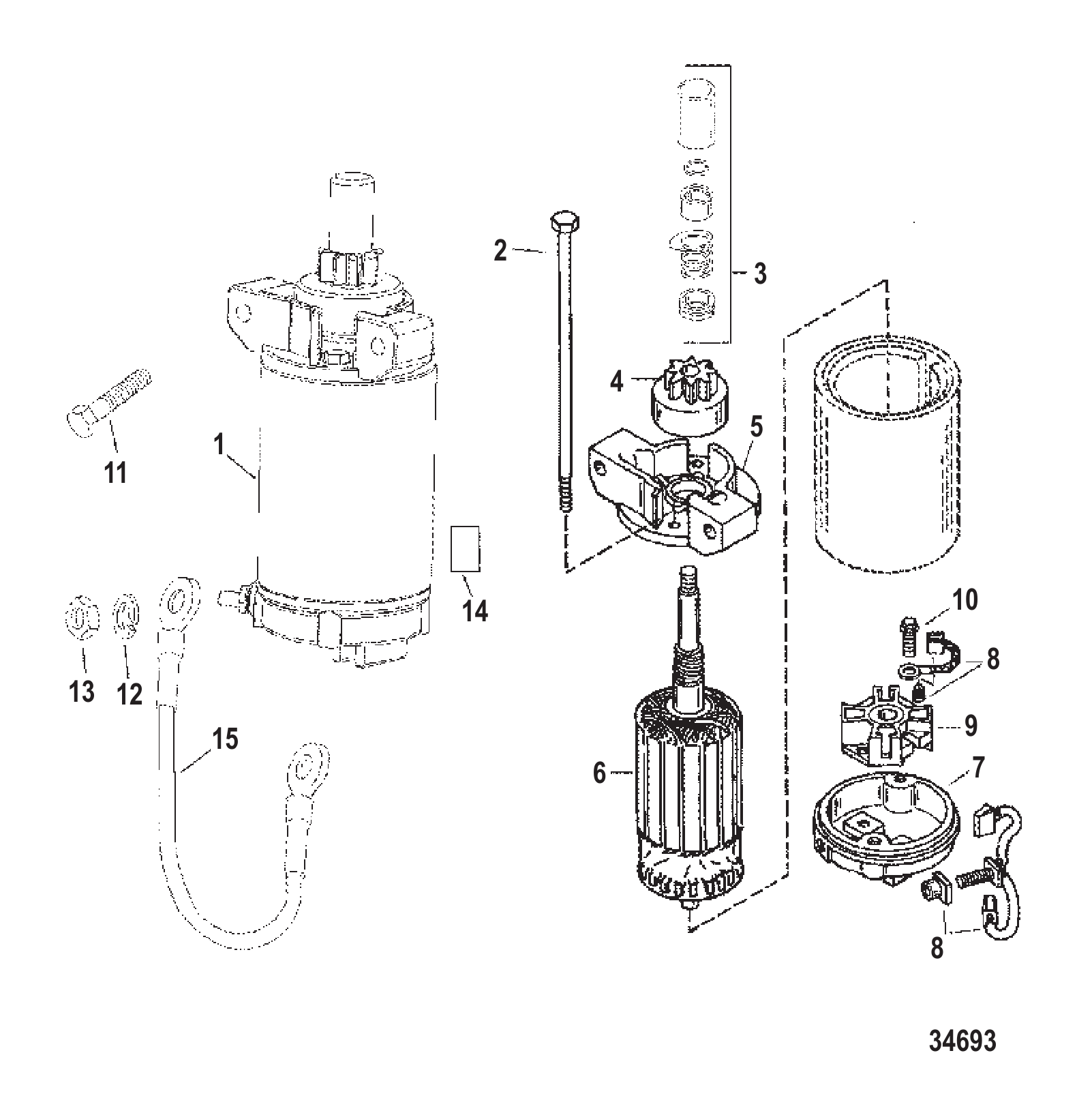 STARTER MOTOR (S/N-0G472133 AND UP)