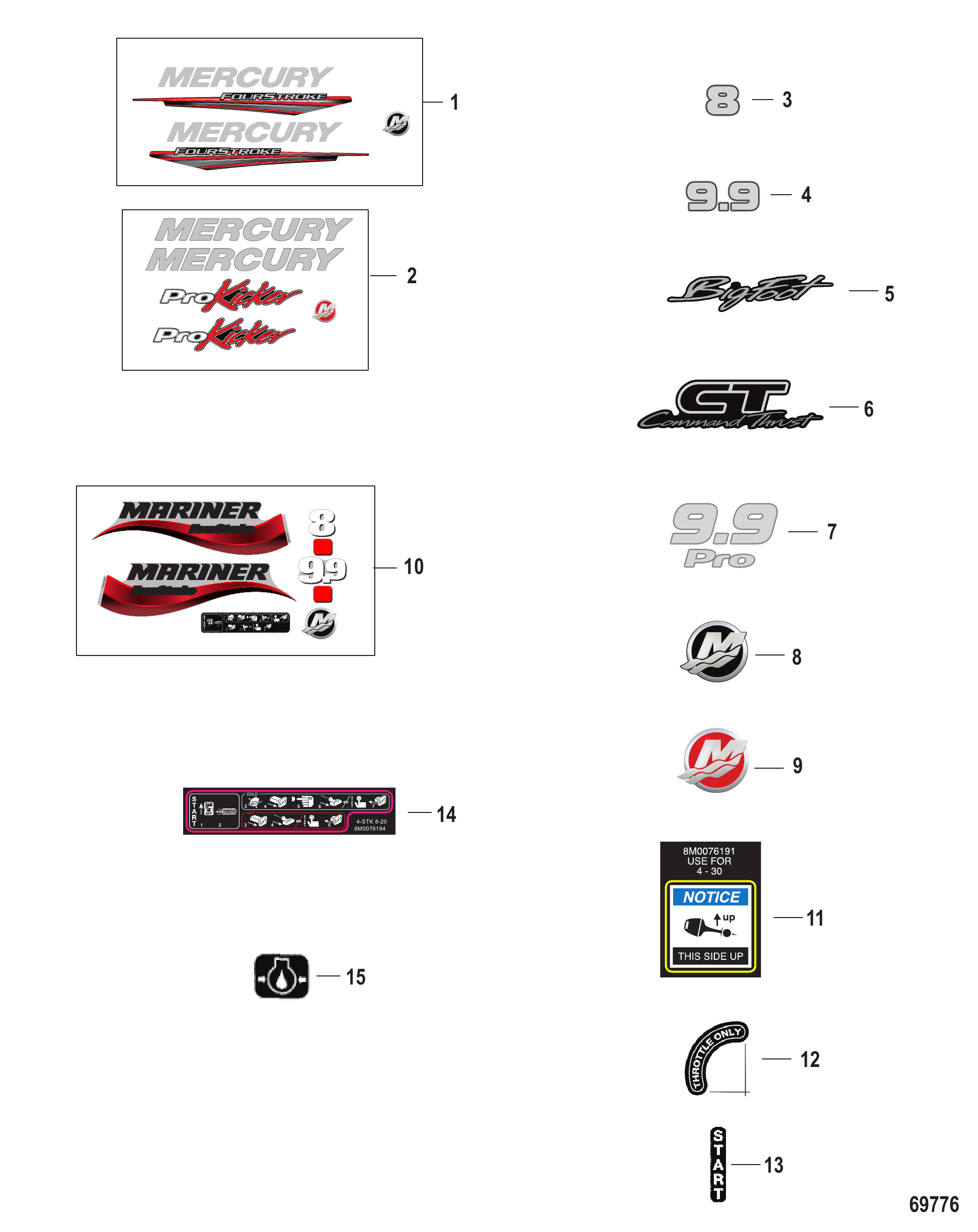 Decals SN 0R548601 thru 0R734915