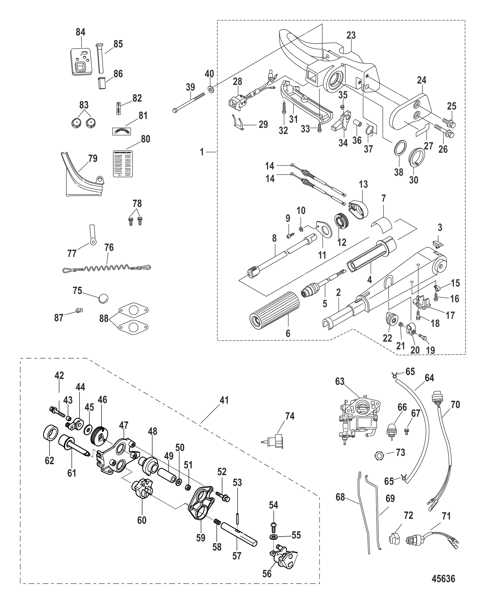 Tiller Handle Conversion Kit 9.9 Hp Electric - 8M0051063