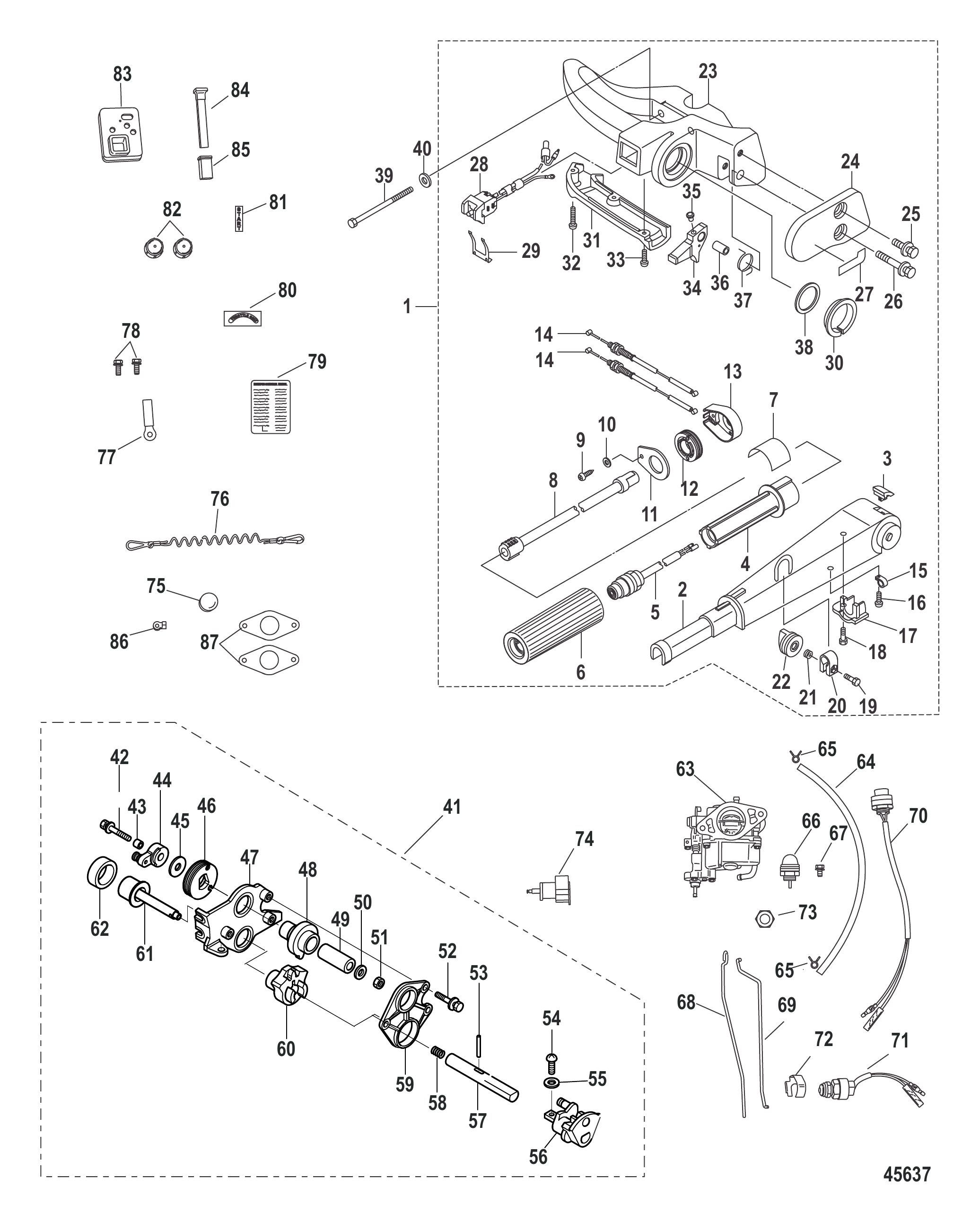 Tiller Handle Conversion Kit 9.9 Hp Electric - 8M0051066