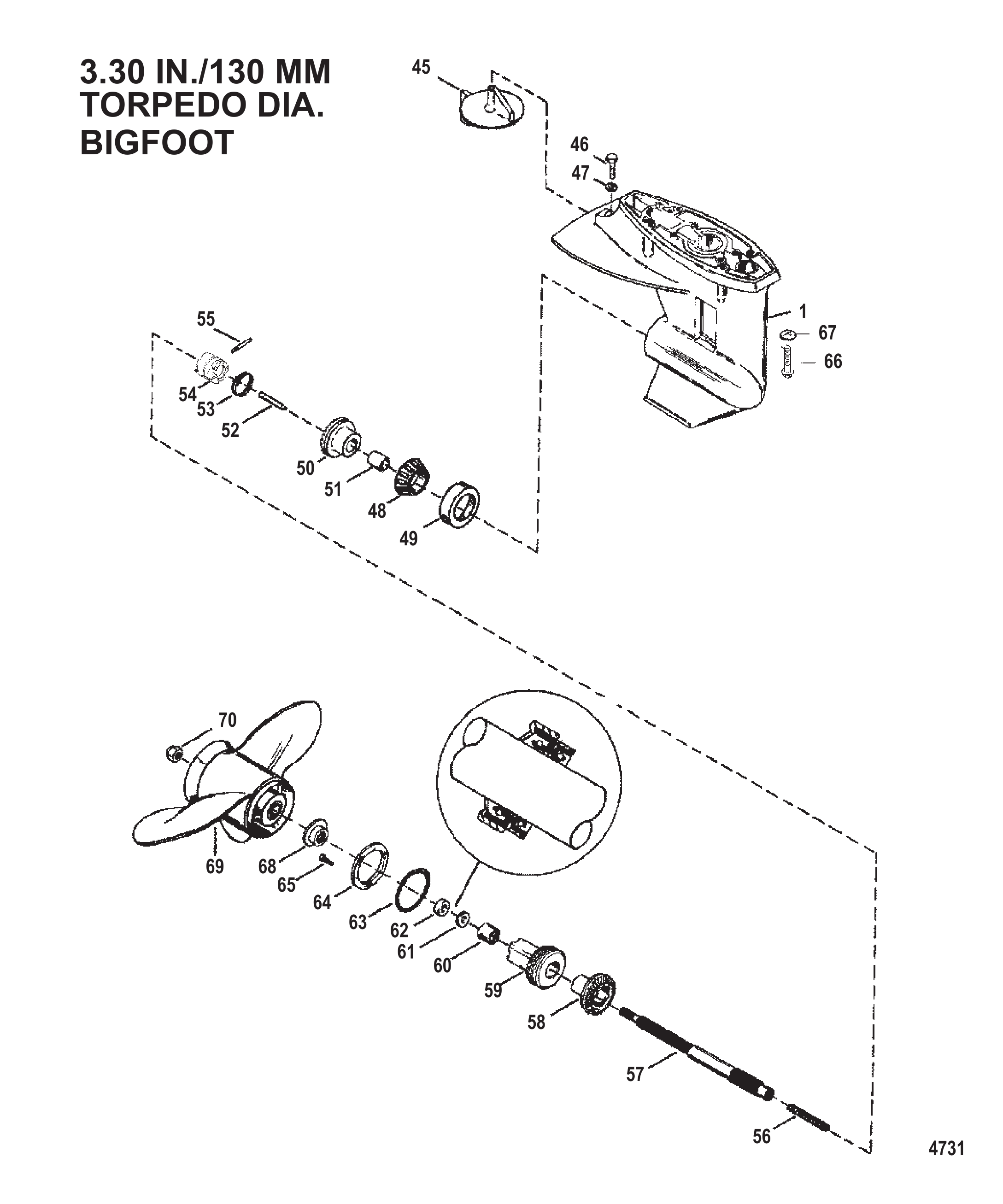 齿轮箱(螺旋桨轴)-2.42:1传动比 Gear Housing Propeller Shaft - 2.42:1 Gear Ratio