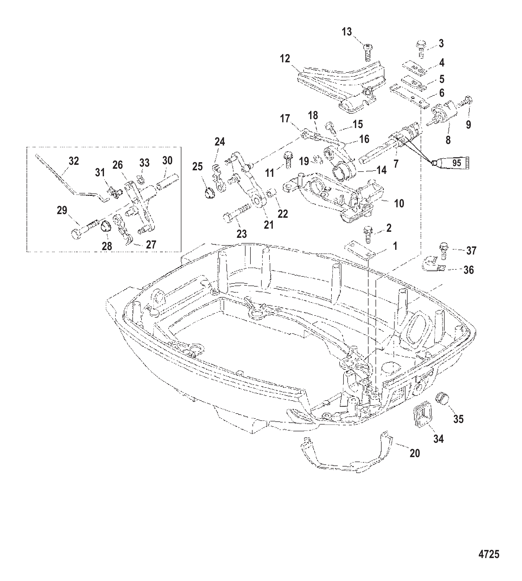 油门/换挡联动装置(无手柄型号) Throttle/Shift Linkage (Non-Handle Models)