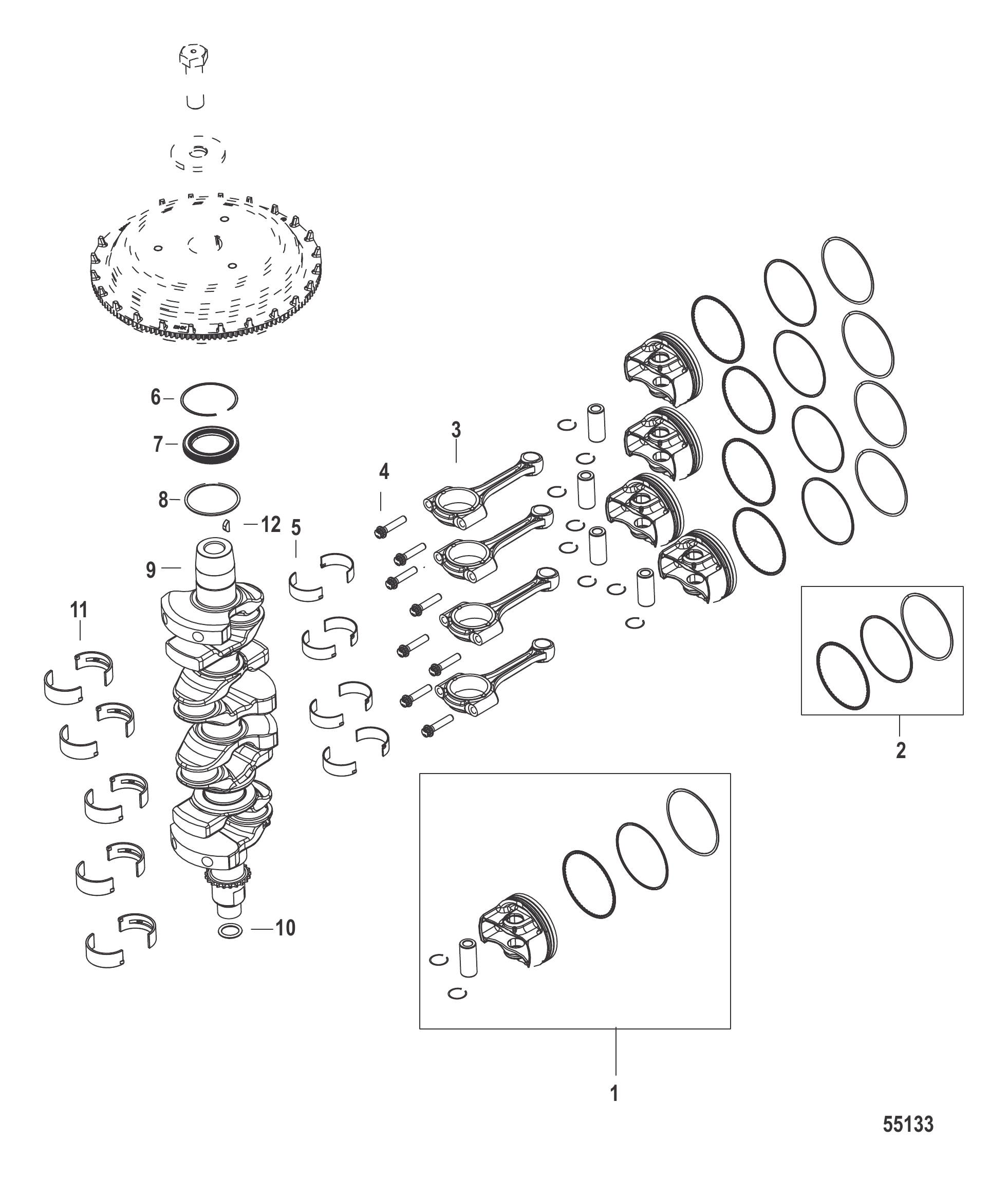 Crankshaft, Pistons and Connecting Rods