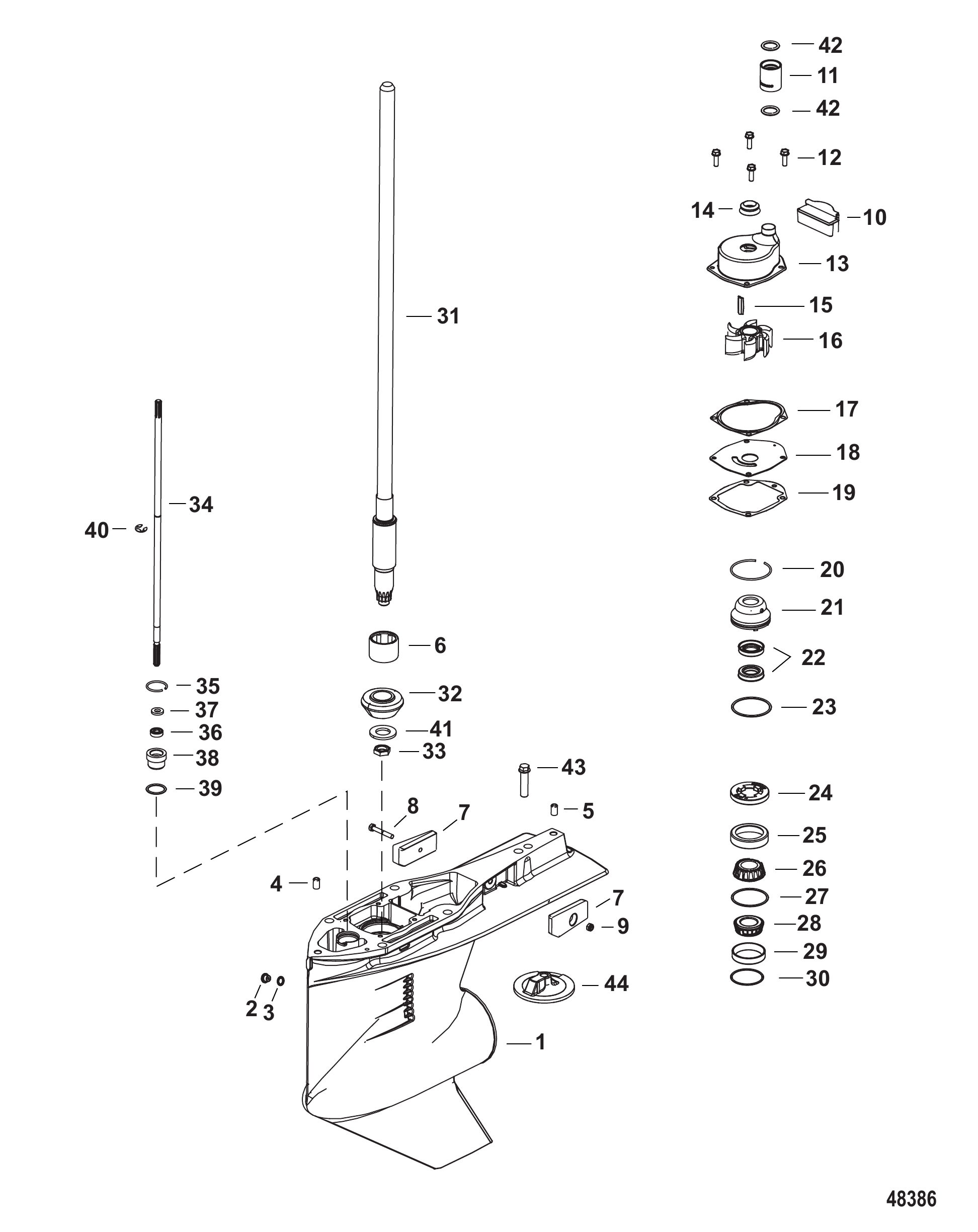 Gear Housing, Driveshaft Standard/Counter Rotation (1.92 Ratio)