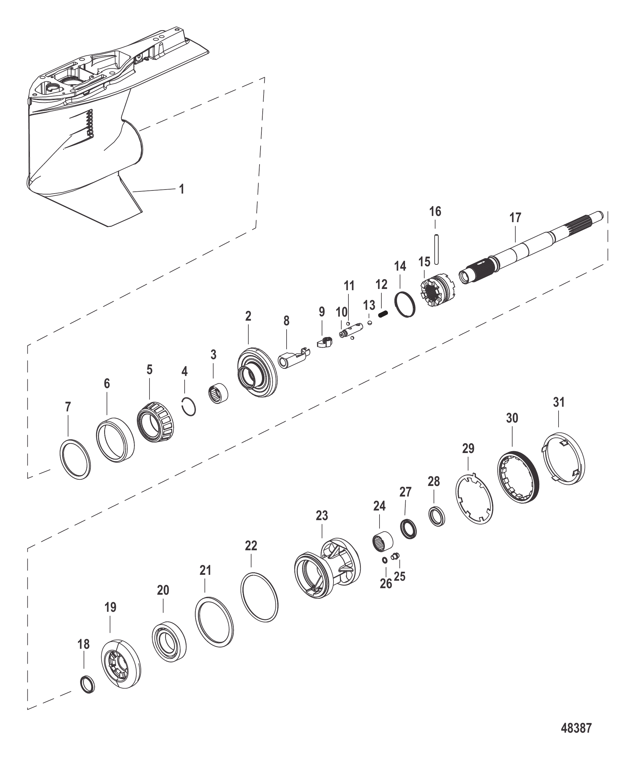 Gear Housing, Propeller Shaft, Standard Rotation (1.92 Ratio) Clutch Stamp 8M0045760