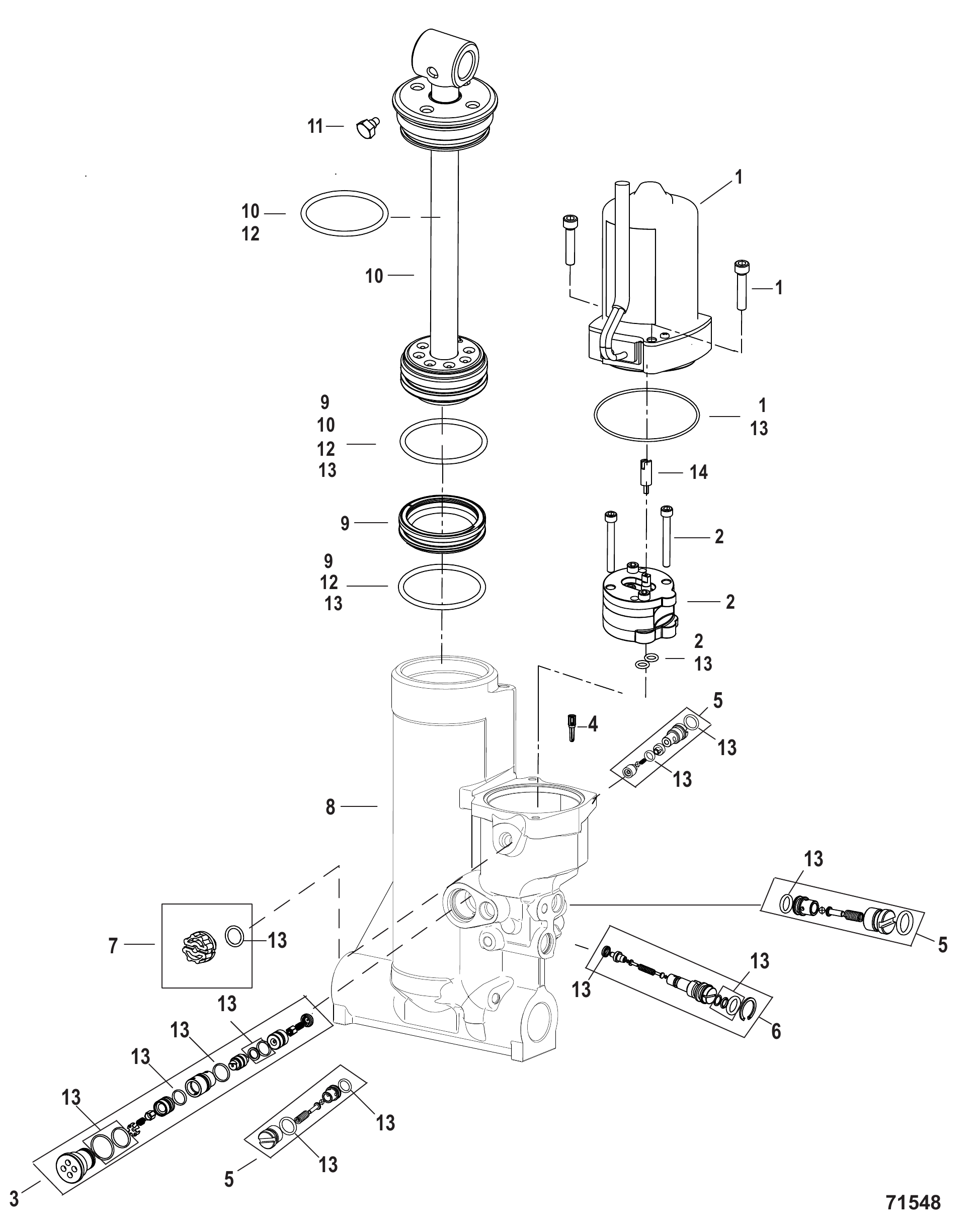 Power Trim Assembly Components - 2B752837 and Up