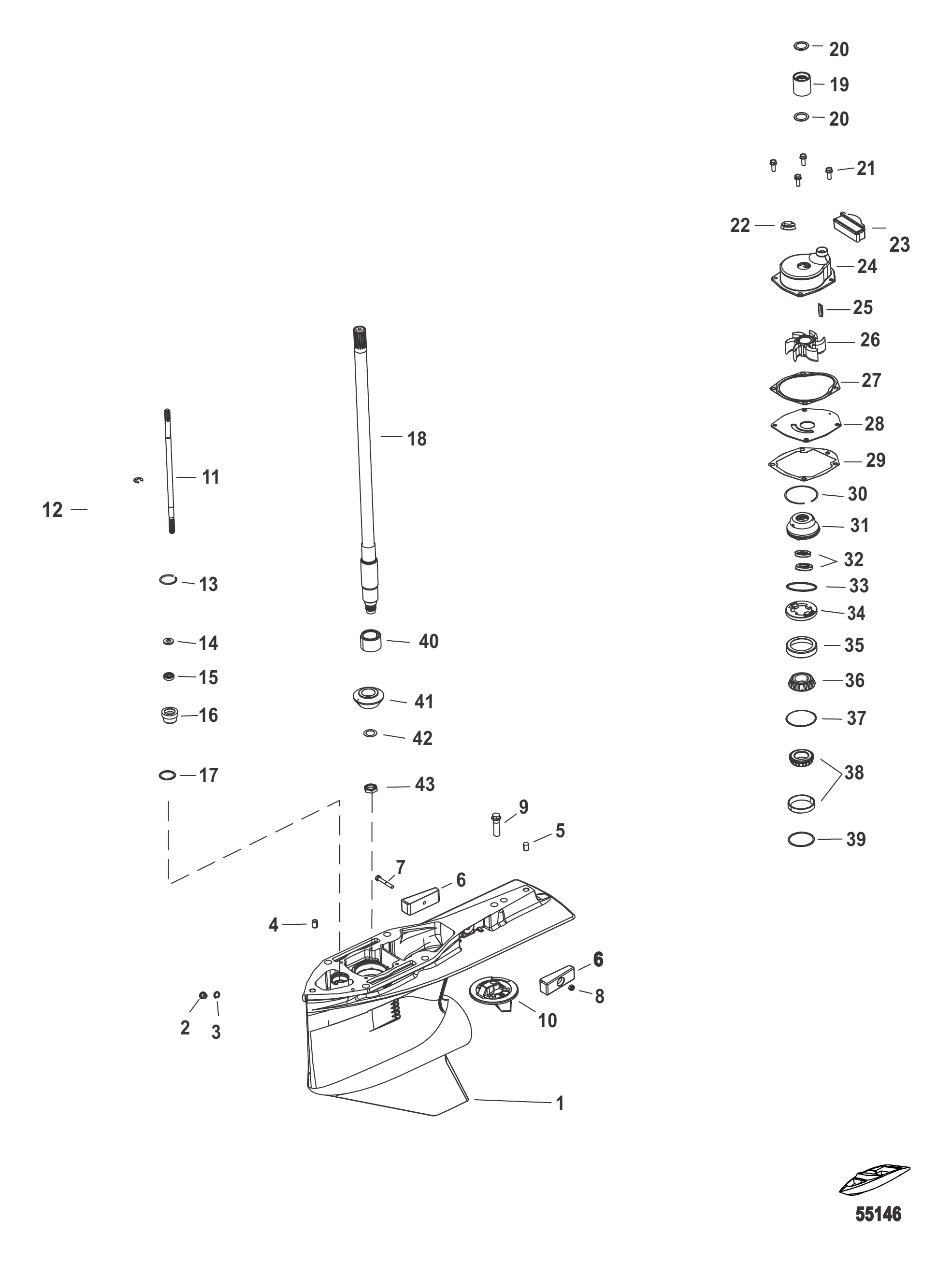 Gear Housing, Driveshaft 2.07:1 Standard Rotation