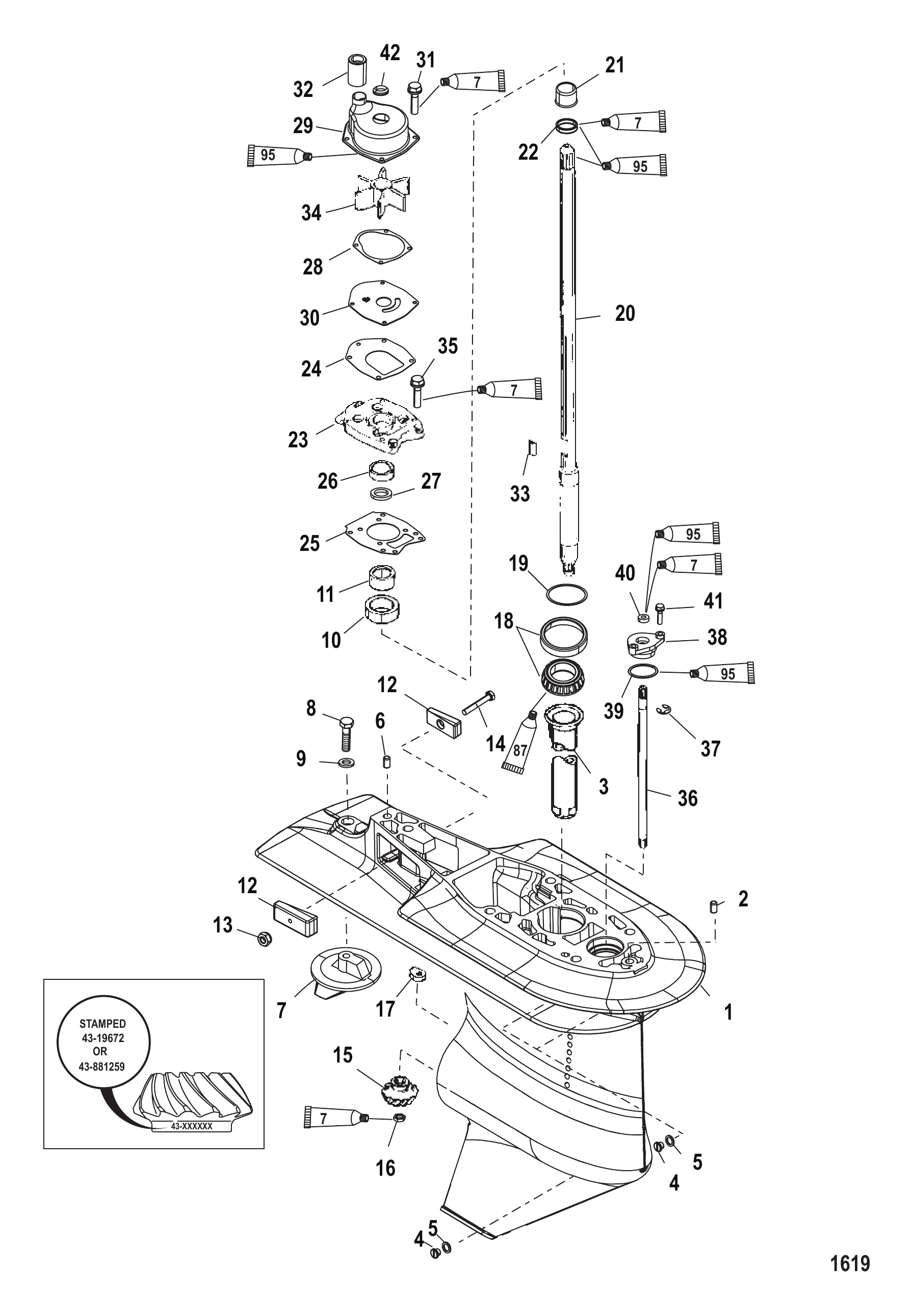 Gear Housing Driveshaft (2.07:1) (S/N-0T590053 And Below)