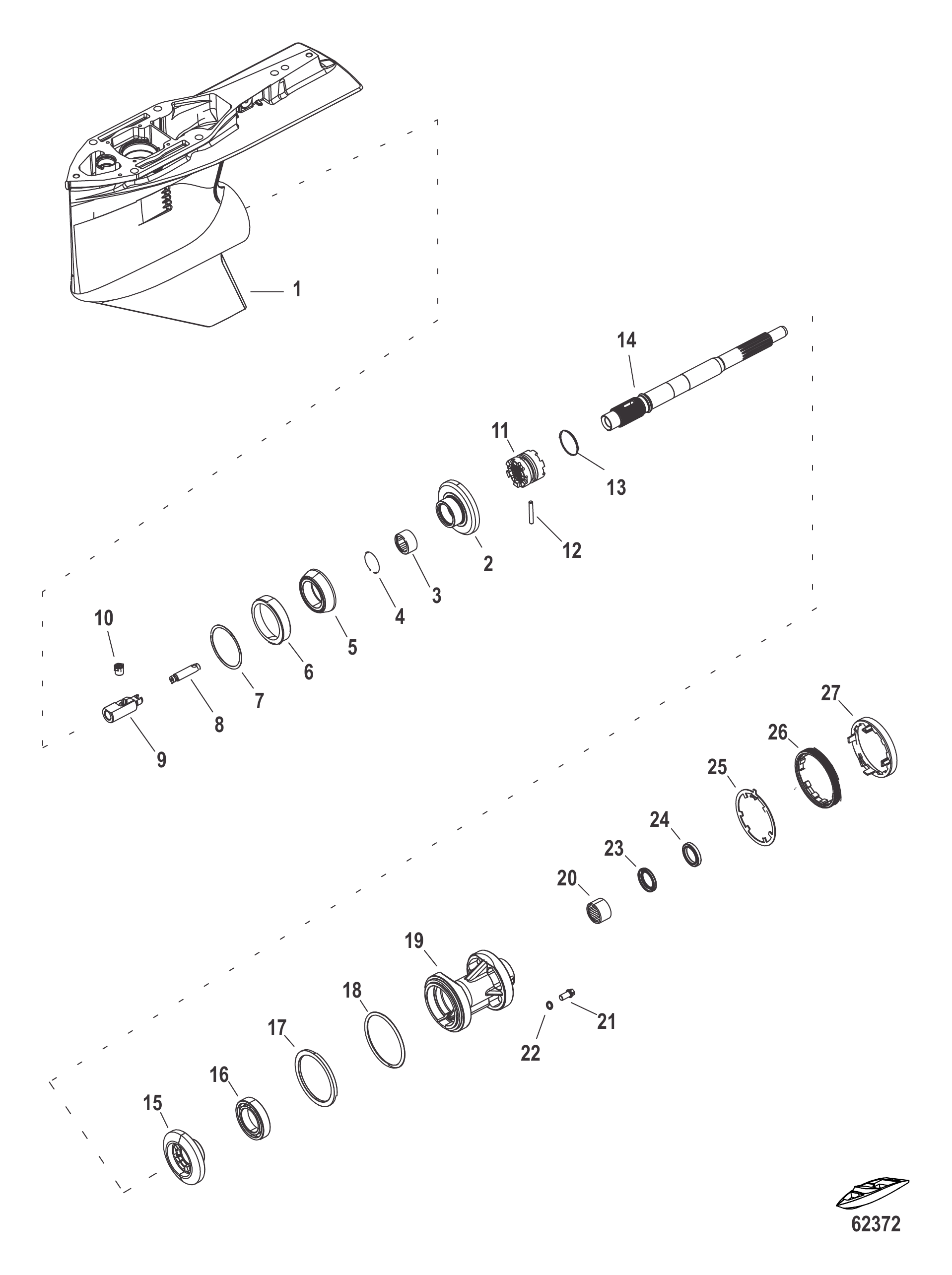 Gear Housing, Propeller Shaft 2.07:1 Standard Rotation