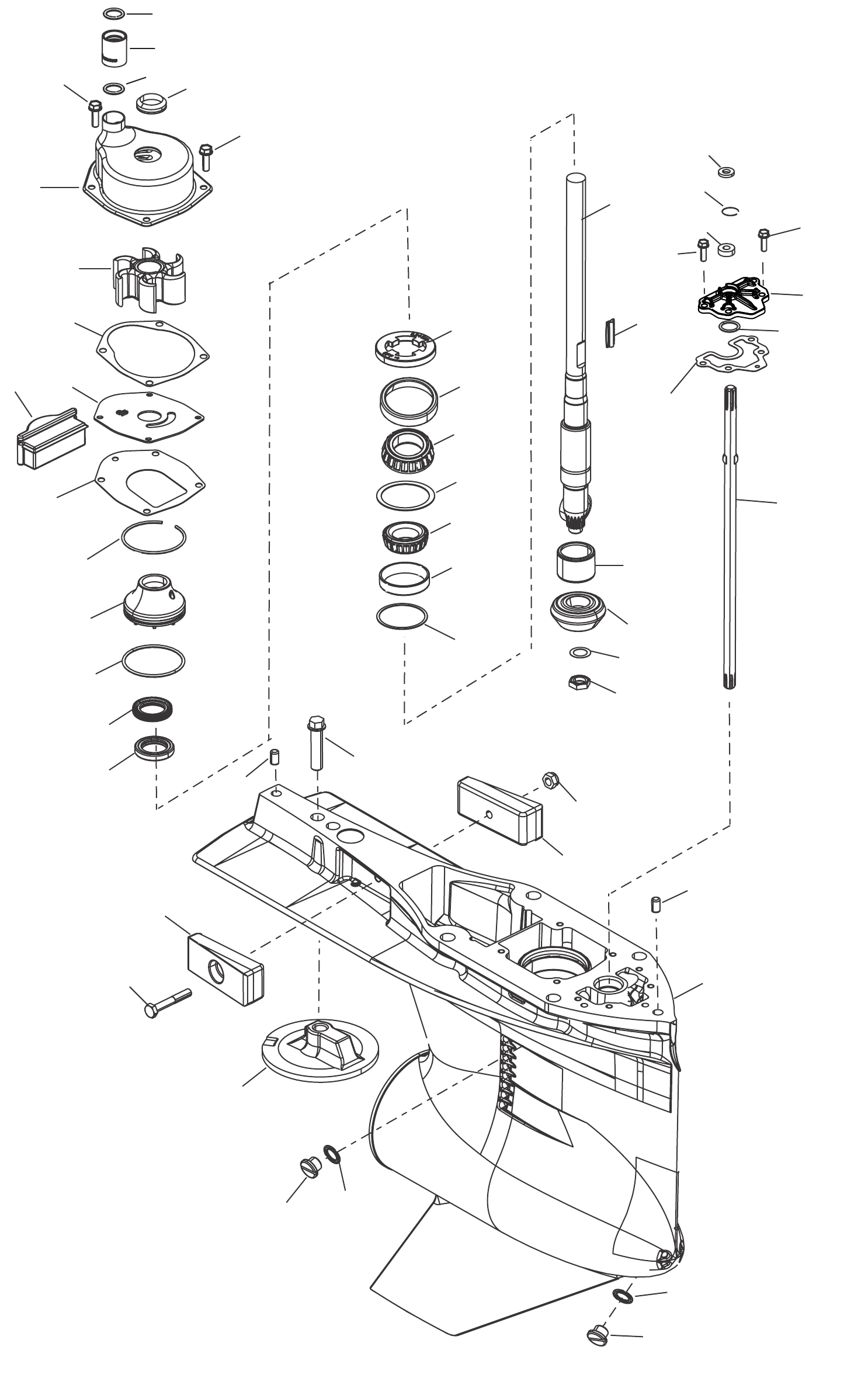 齿轮箱壳体(驱动轴,顺时针旋转2.08速比)SEAPRO 3B111735及以上 Gear Housing, Driveshaft, Standard Rotation (2.08 Ratio) SEAPRO 3B111735 and Up