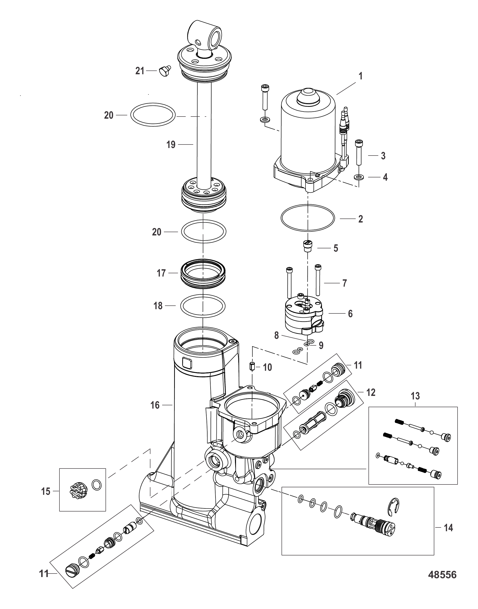 动力升降总成组件-2B752836及以下 Power Trim Assembly Components - 2B752836 and Below