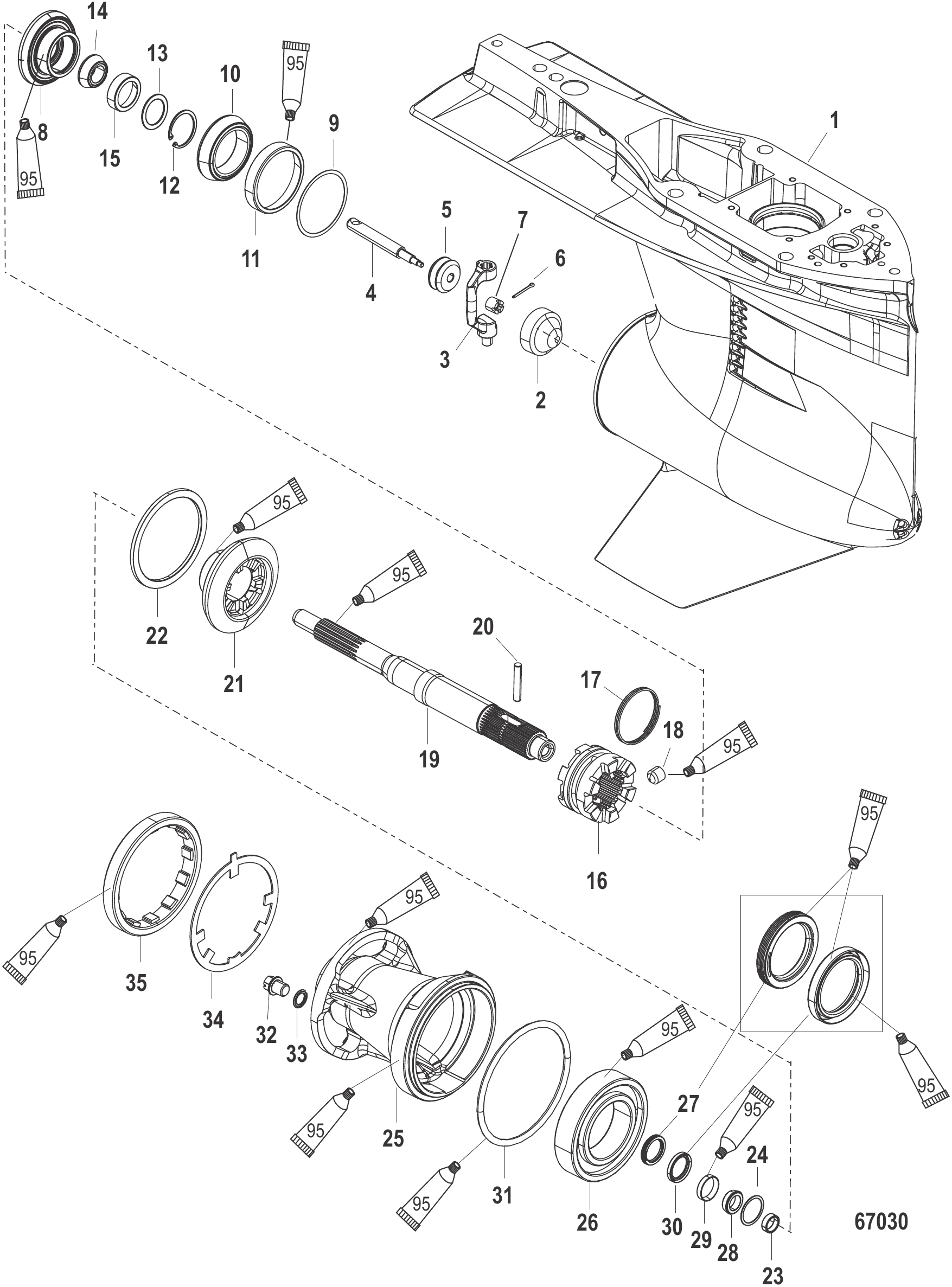 Gear Housing Propeller Shaft 4.08 Torpedo 2.08 Ratio