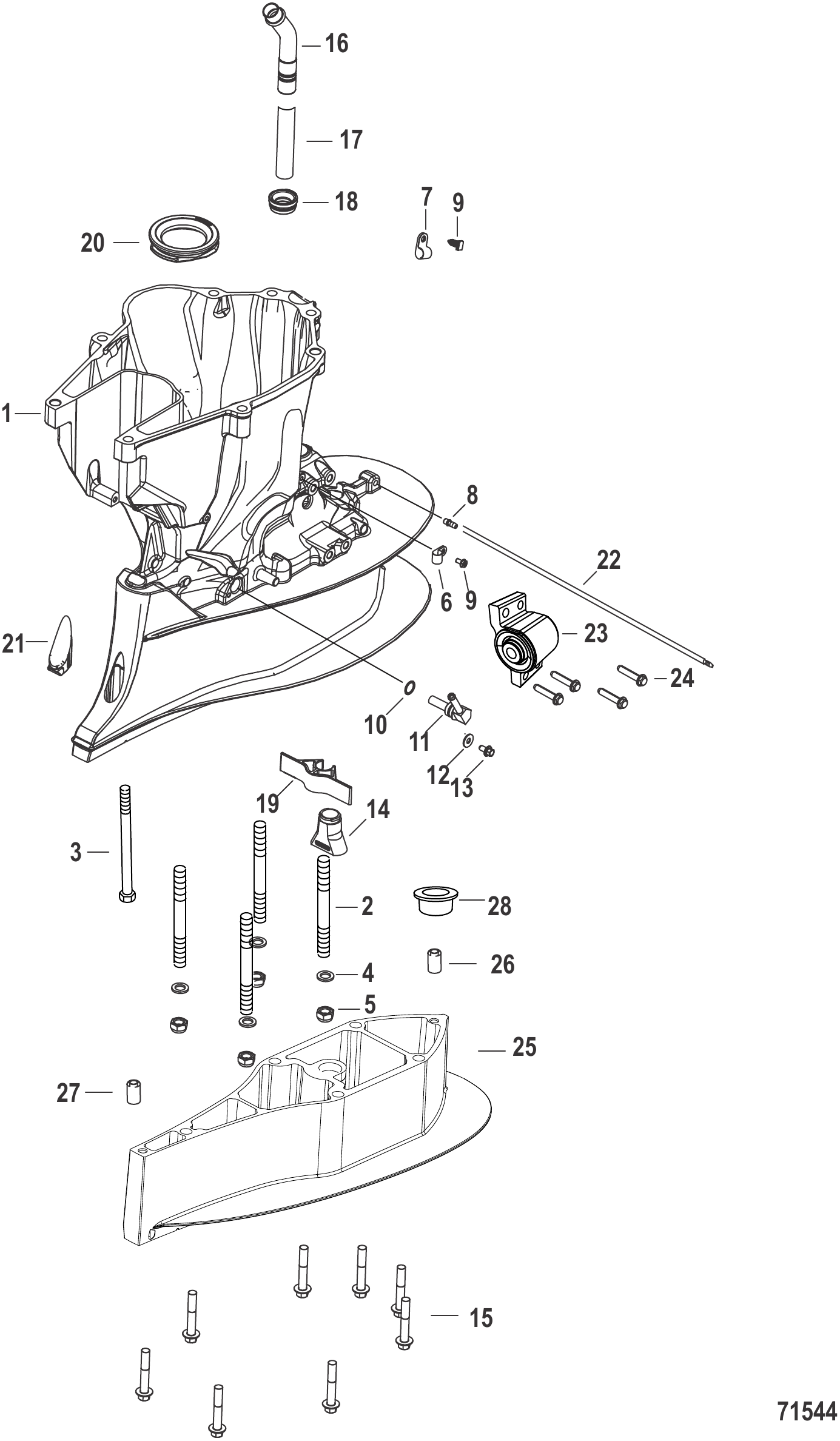 驱动轴壳体-XL型号-2B753570及以上 Driveshaft Housing - XL Models -2B753570 and Up