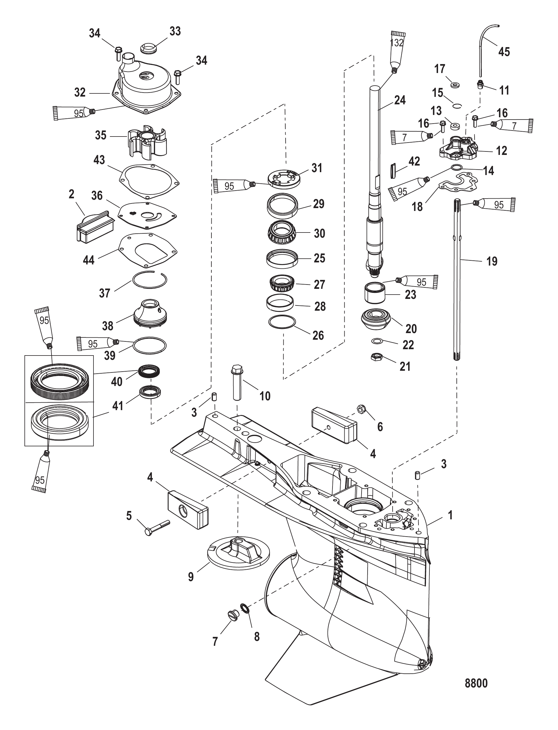 齿轮箱(驱动轴)(标准/反向旋转) Gear Housing (Driveshaft)(Standard/Counter Rotation)