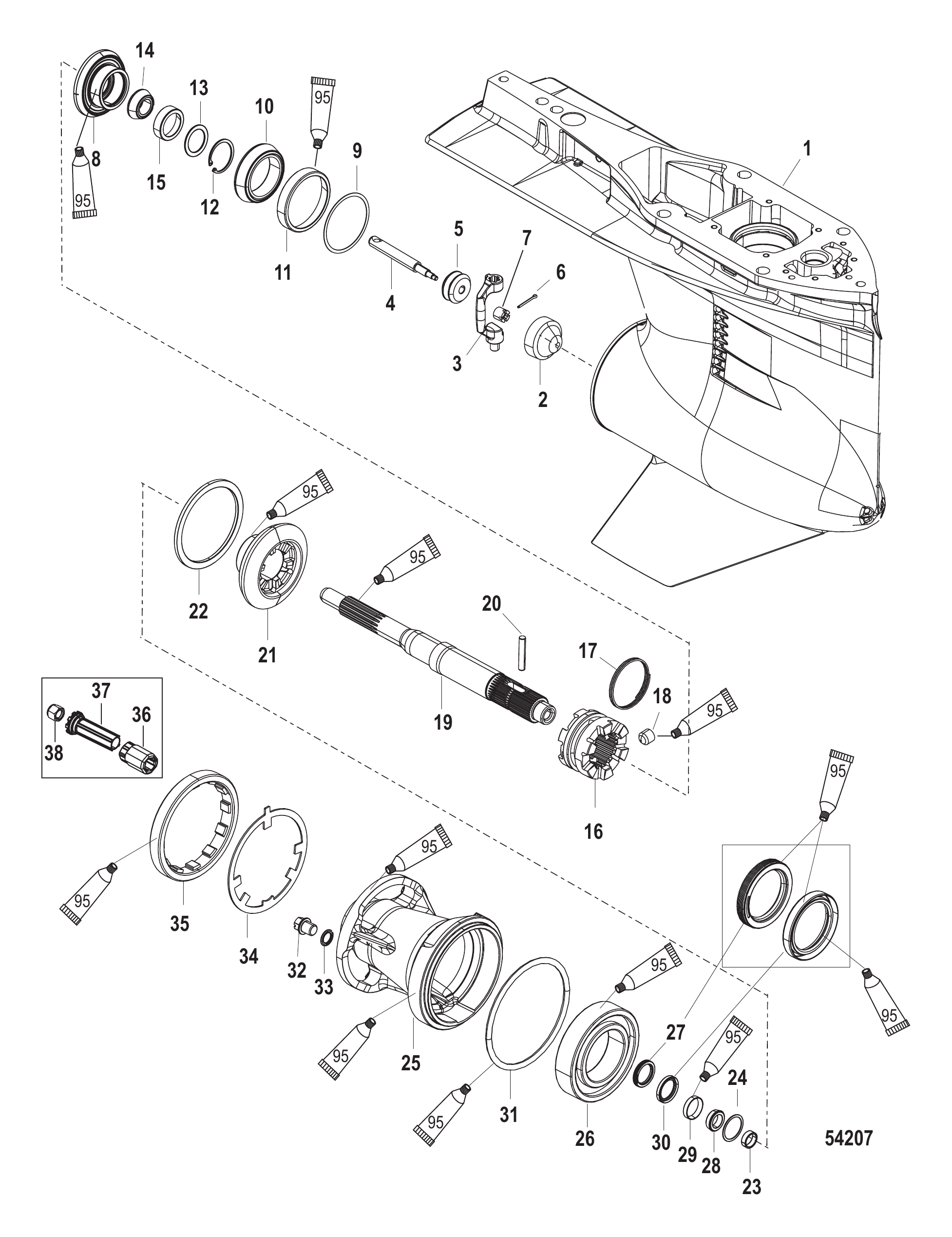 Gear Housing Propeller Shaft-Std Rotation 2B026817 & up