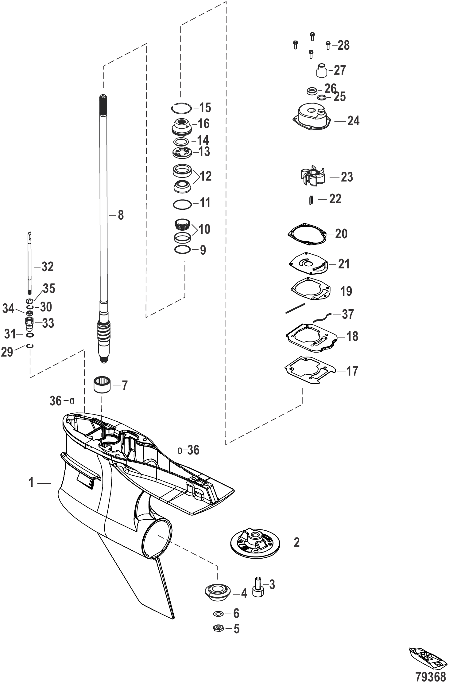 Gear Housing Driveshaft, Torque Master (1.75 Gear Ratio)