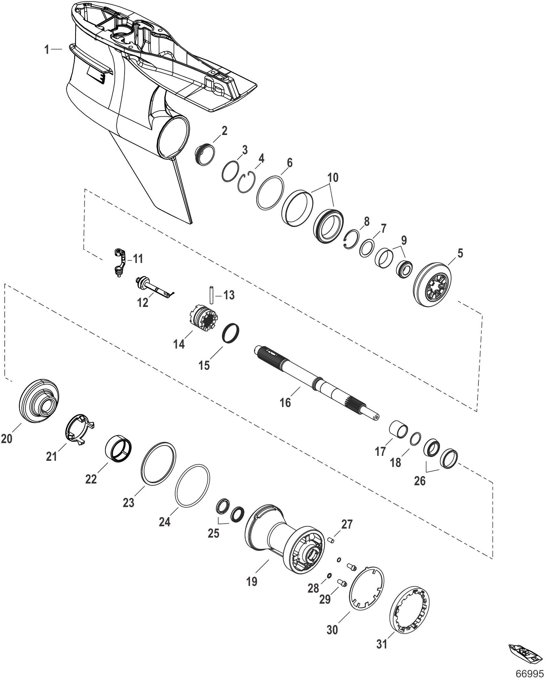Gear Housing Prop Shaft-Standard Rotation,Torque Master (1.75 Gear Ratio)