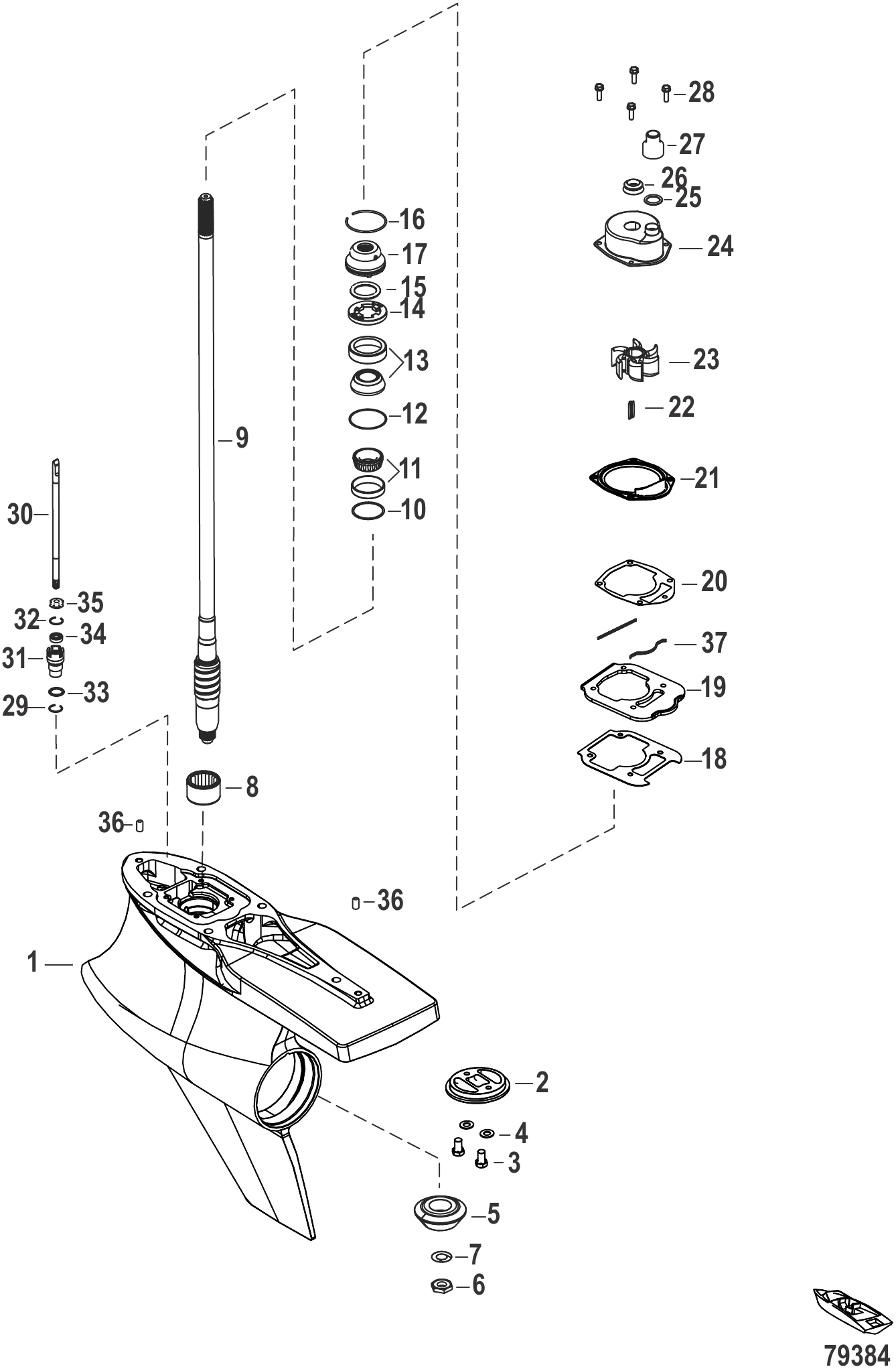 Gear Housing Driveshaft, Sport Master (1.75 Gear Ratio)