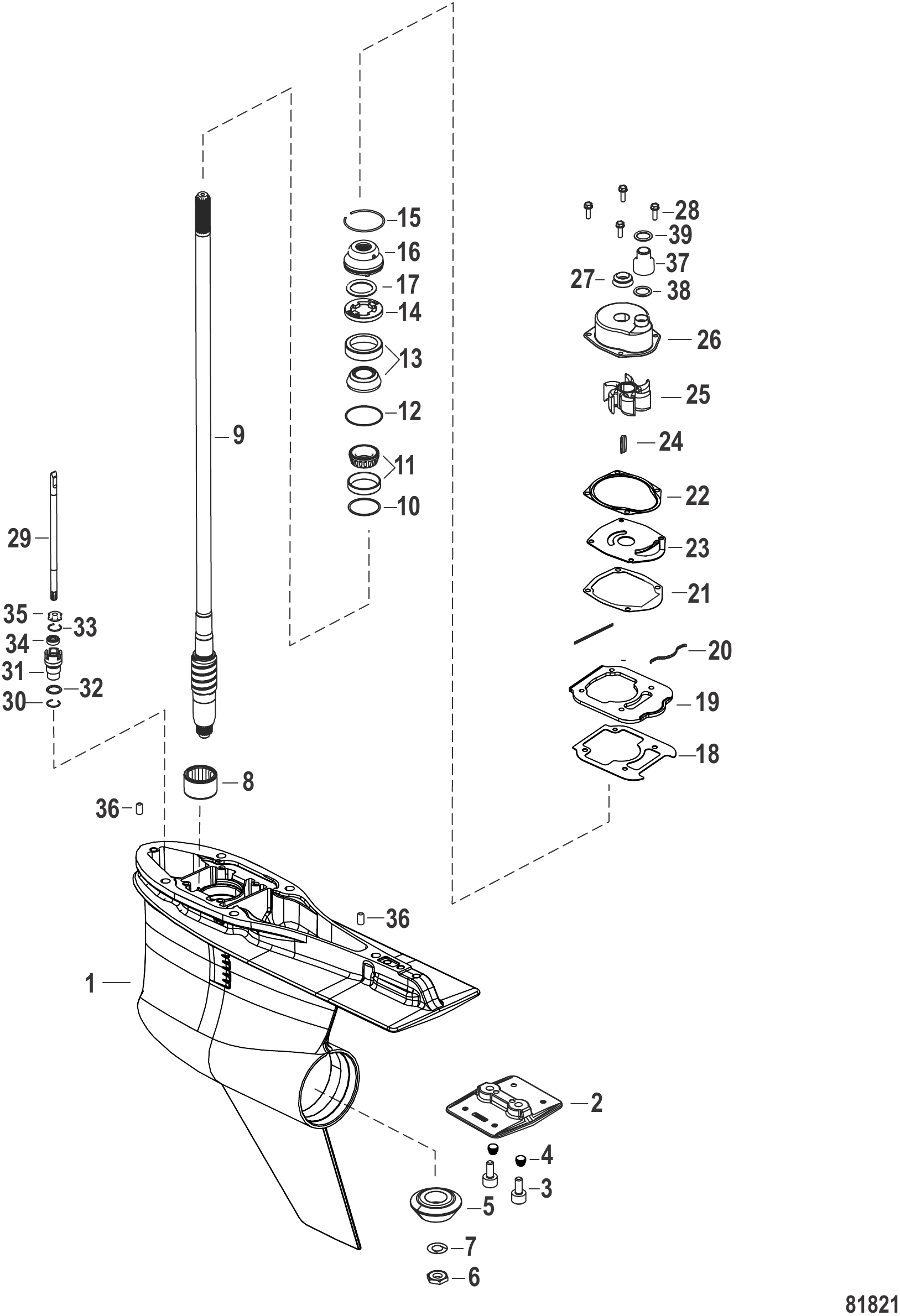 Gear Housing Driveshaft - 4.80 Torpedo (2.08 Gear Ratio)