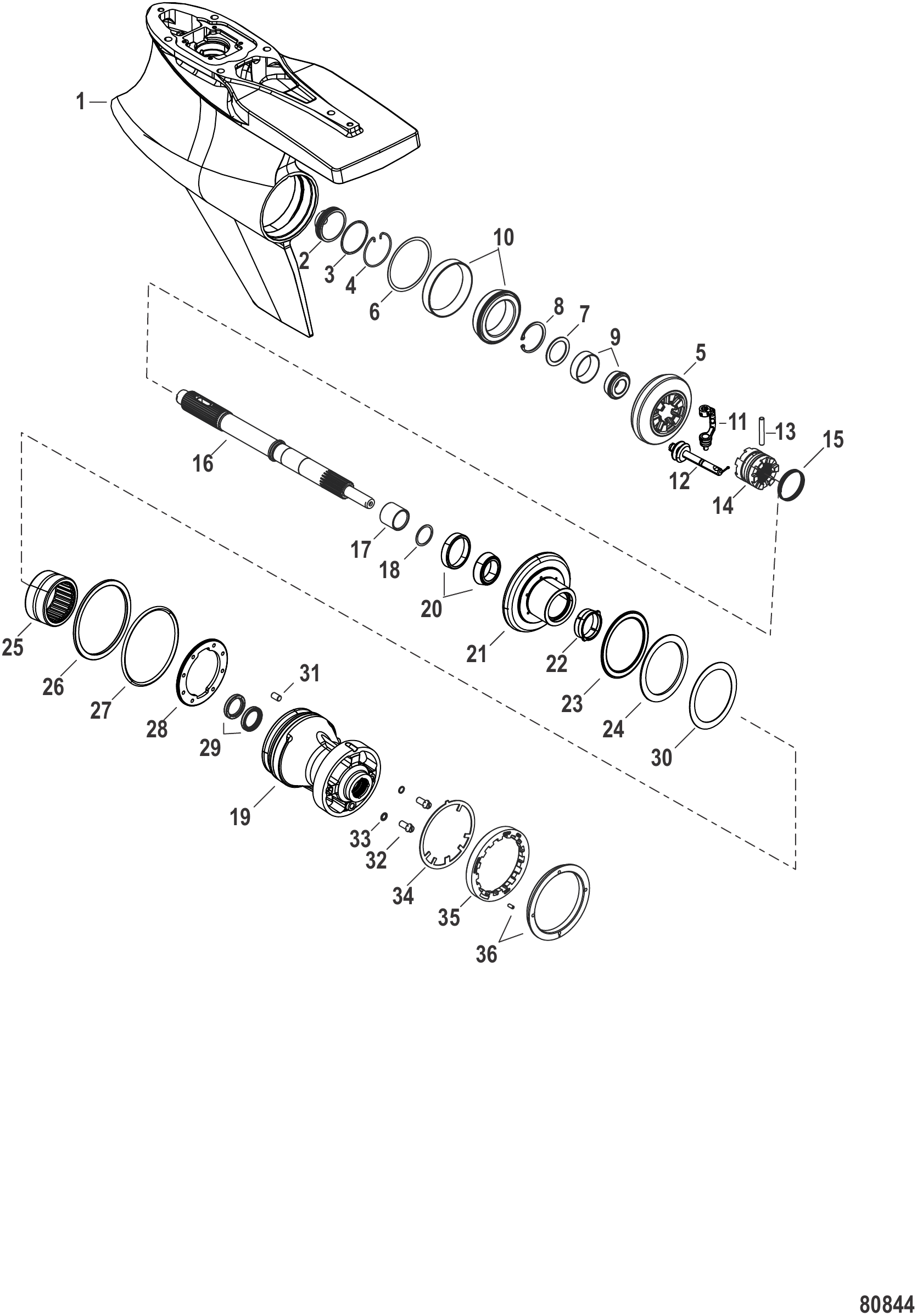 Gear Housing Prop Shaft-Standard Rotation, Sport Master (1.75 Gear Ratio)