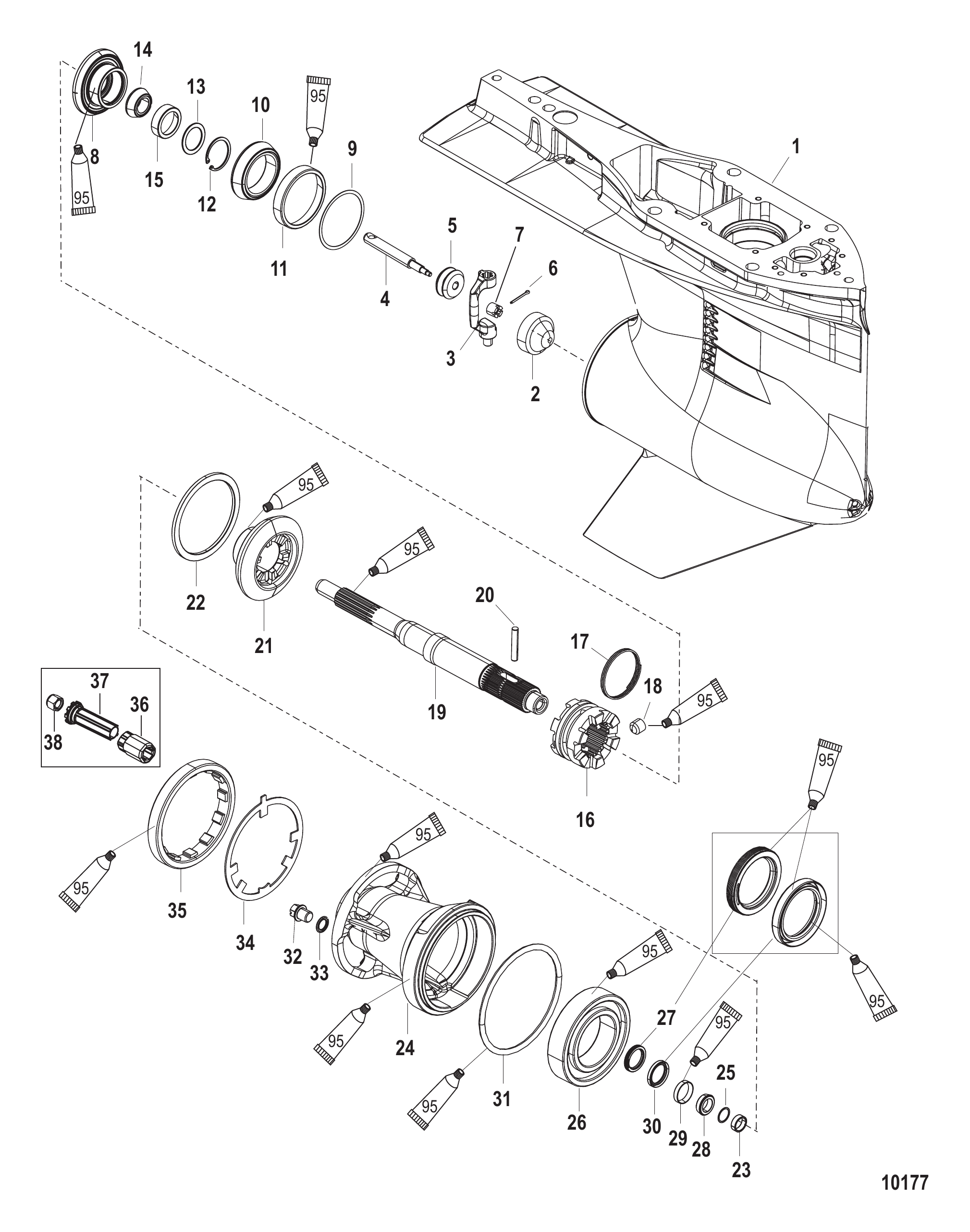 Gear Housing Propeller Shaft-Std Rotation 2B026816 & below