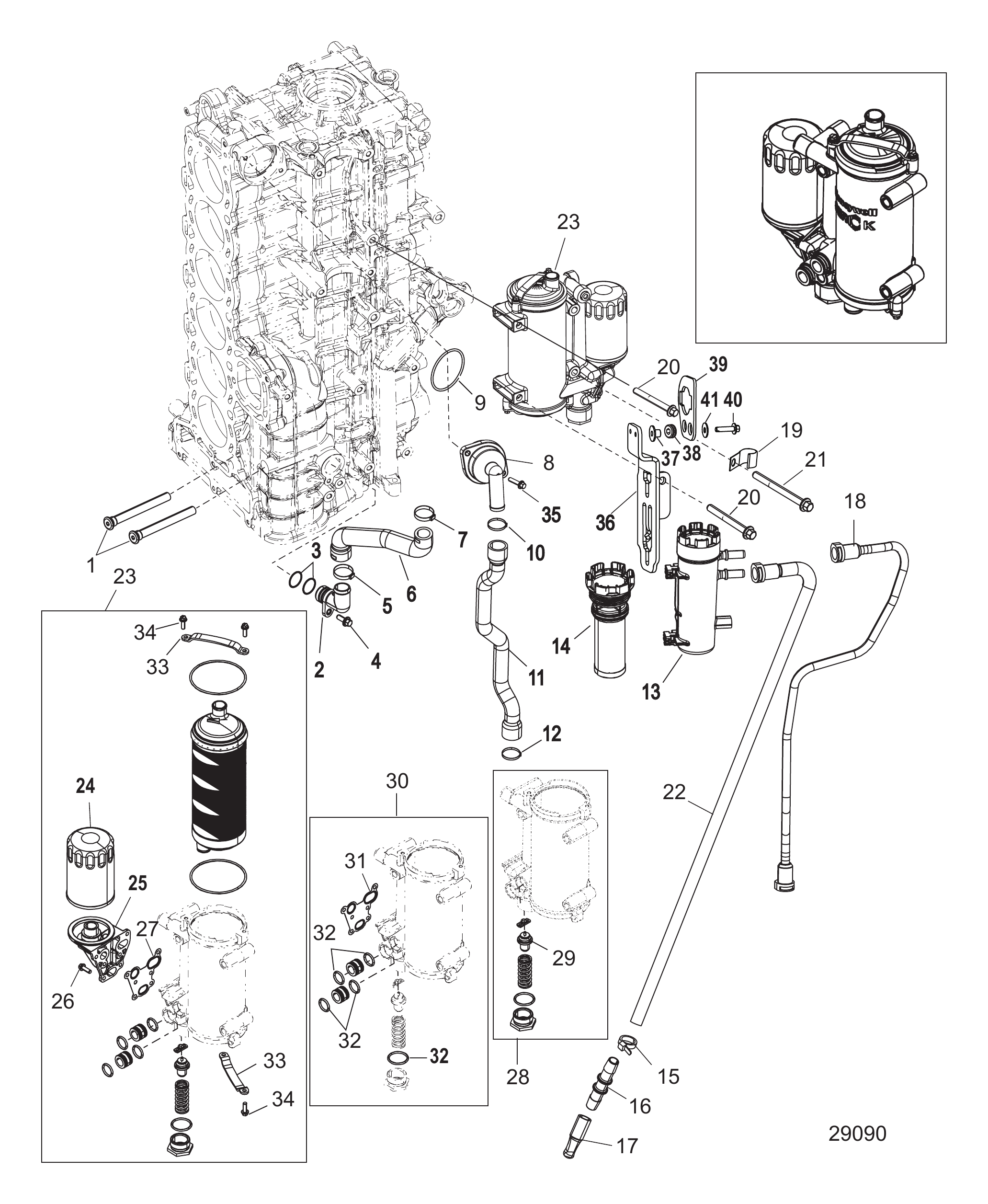 Starboard Cylinder Block/Oil Cooler (1B830815 and Below)